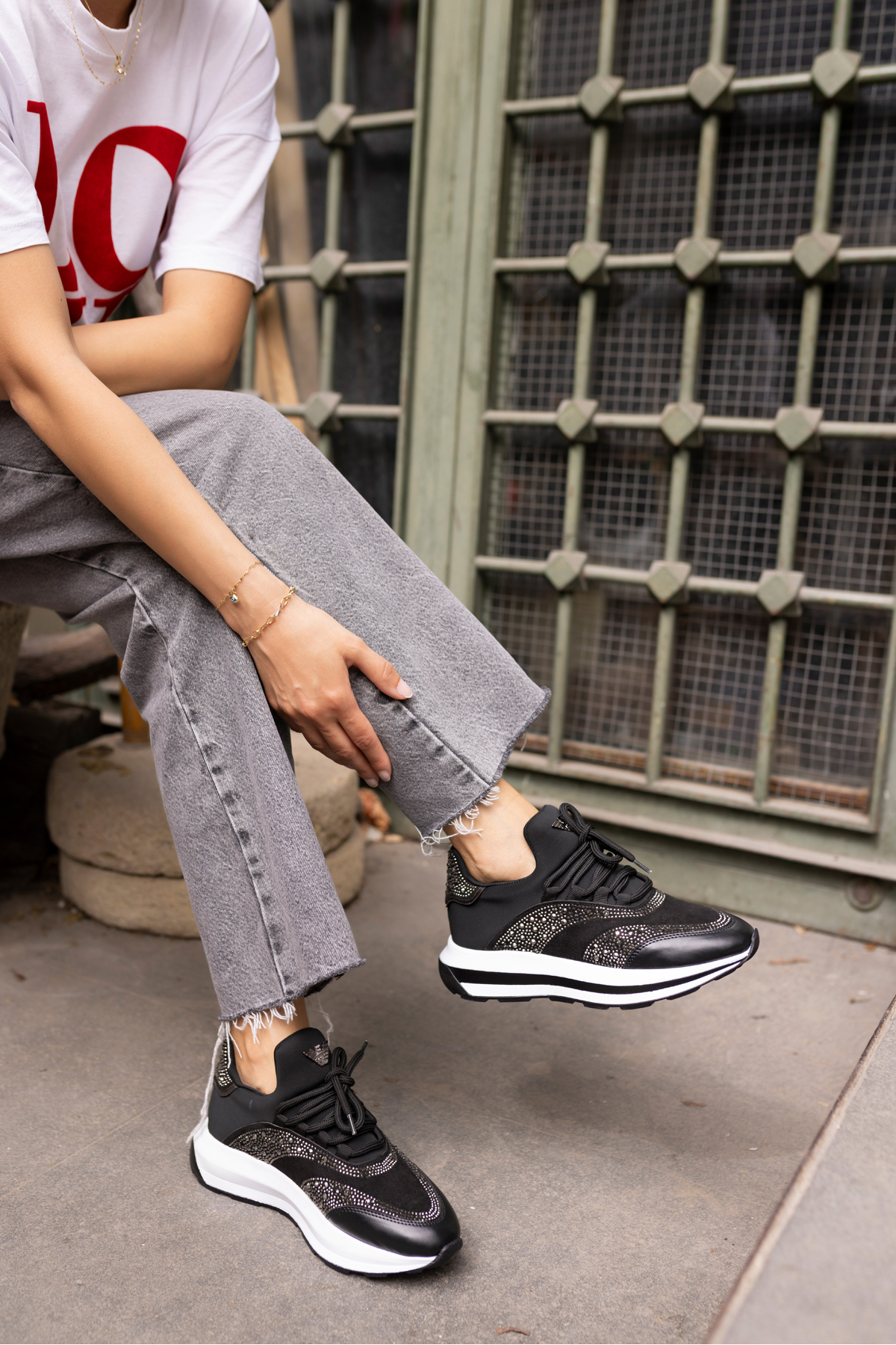 COLLE KADİN SİYAH SCUBA MALZEME SİYAH TAŞ SNEAKER
