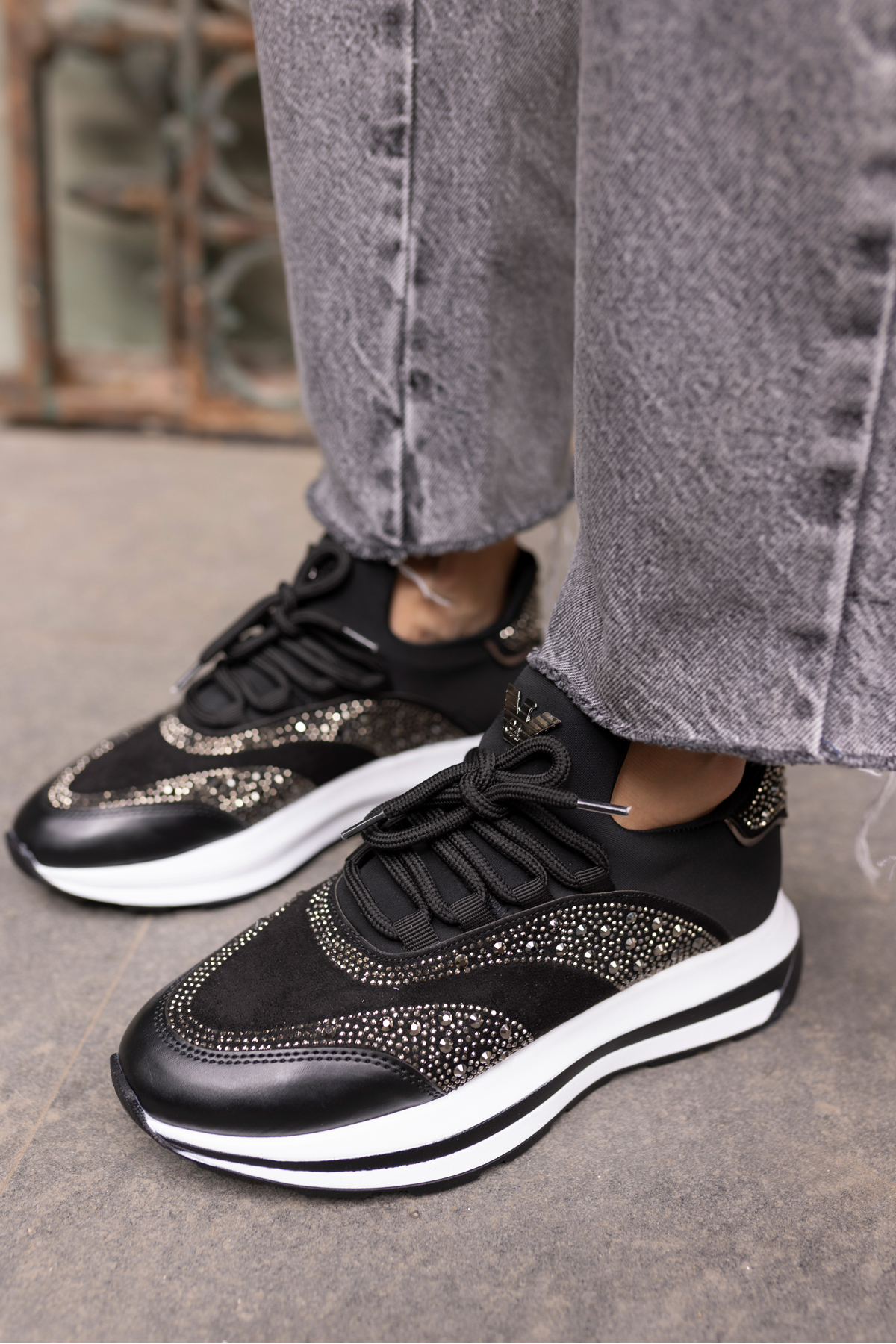 COLLE KADİN SİYAH SCUBA MALZEME SİYAH TAŞ SNEAKER