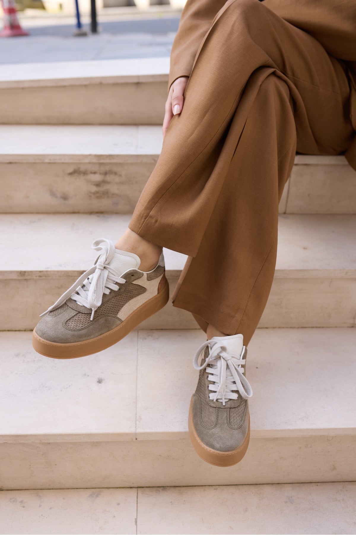 ALCOY KADİN YEŞİL GERCEK DERİ SÜET BAGCIKLI RAHAT TABAN SNEAKER