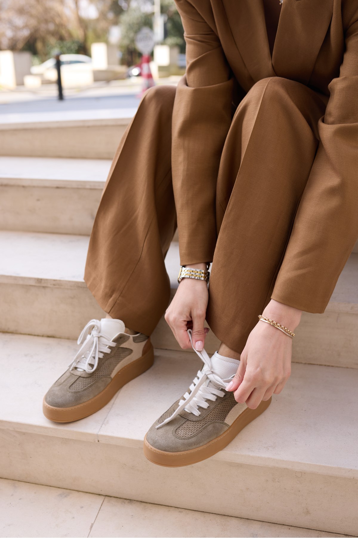 ALCOY KADİN YEŞİL GERCEK DERİ SÜET BAGCIKLI RAHAT TABAN SNEAKER