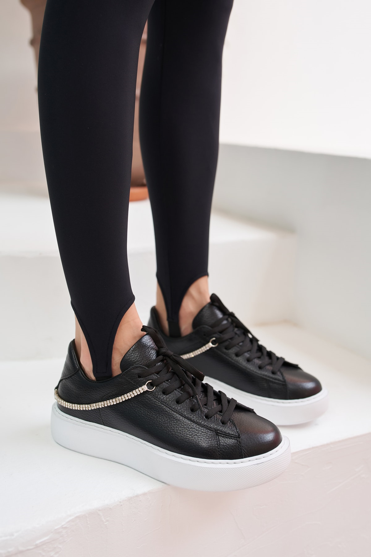 Polinas Kadin Camel Taş Detay Gercek Deri Suet Sneaker