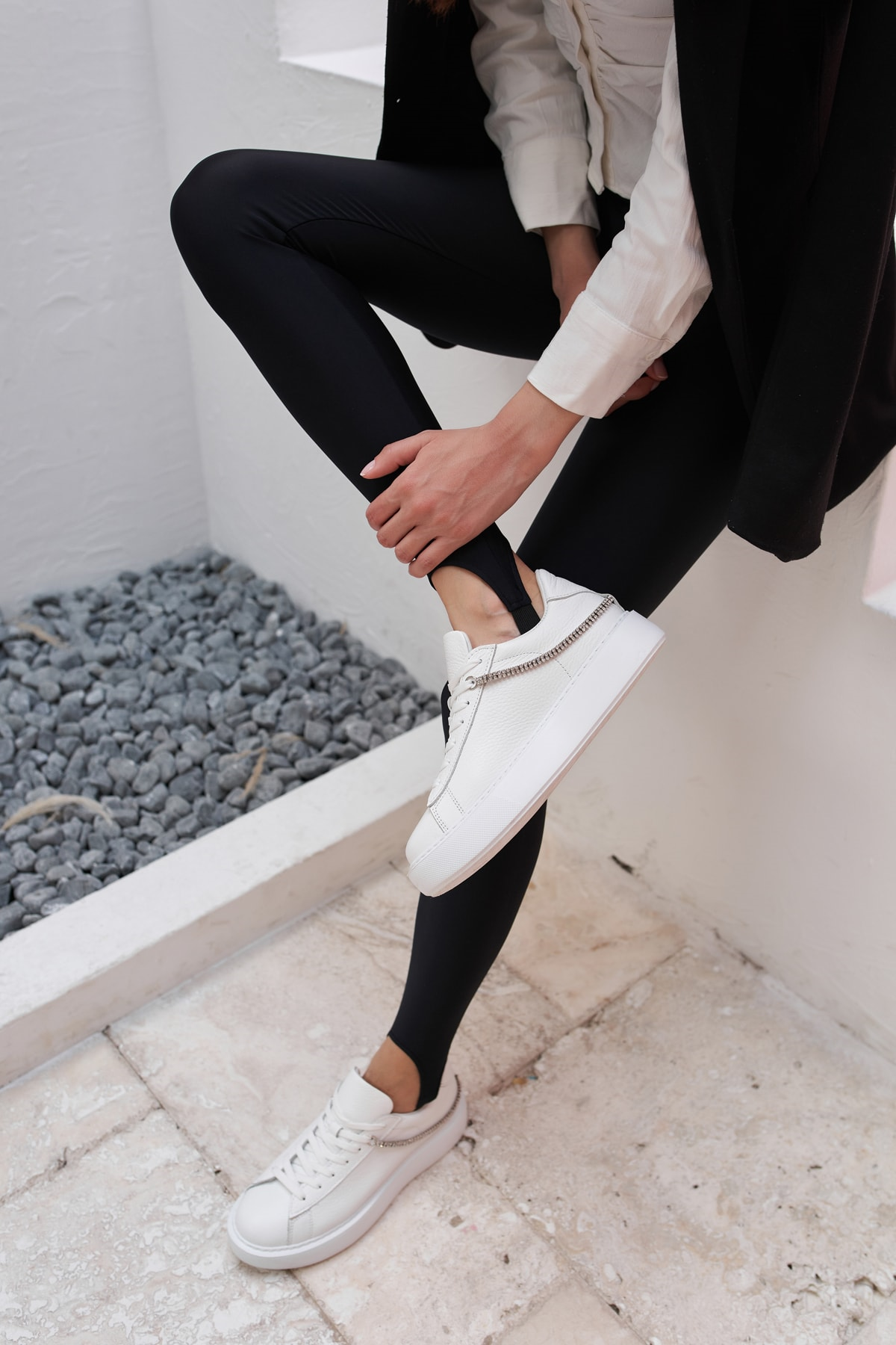 Polinas Kadin Camel Taş Detay Gercek Deri Suet Sneaker