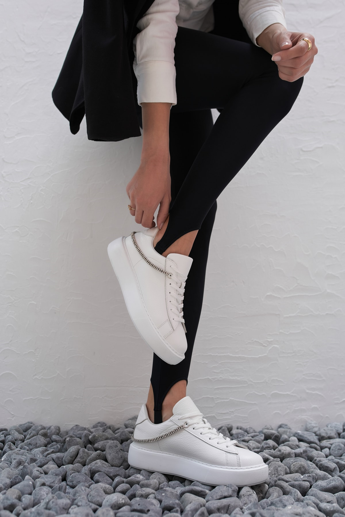 Polinas Kadin Camel Taş Detay Gercek Deri Suet Sneaker