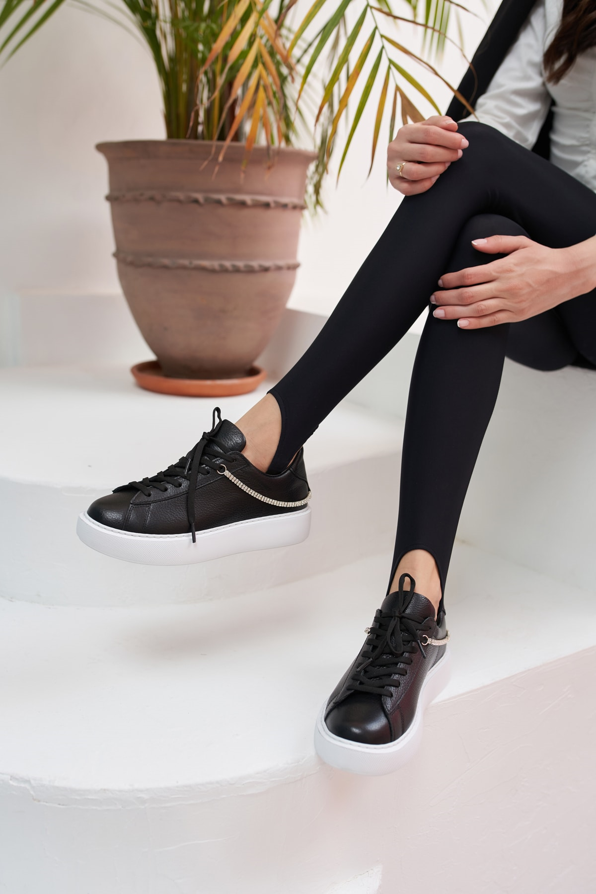 Polinas Kadin Camel Taş Detay Gercek Deri Suet Sneaker