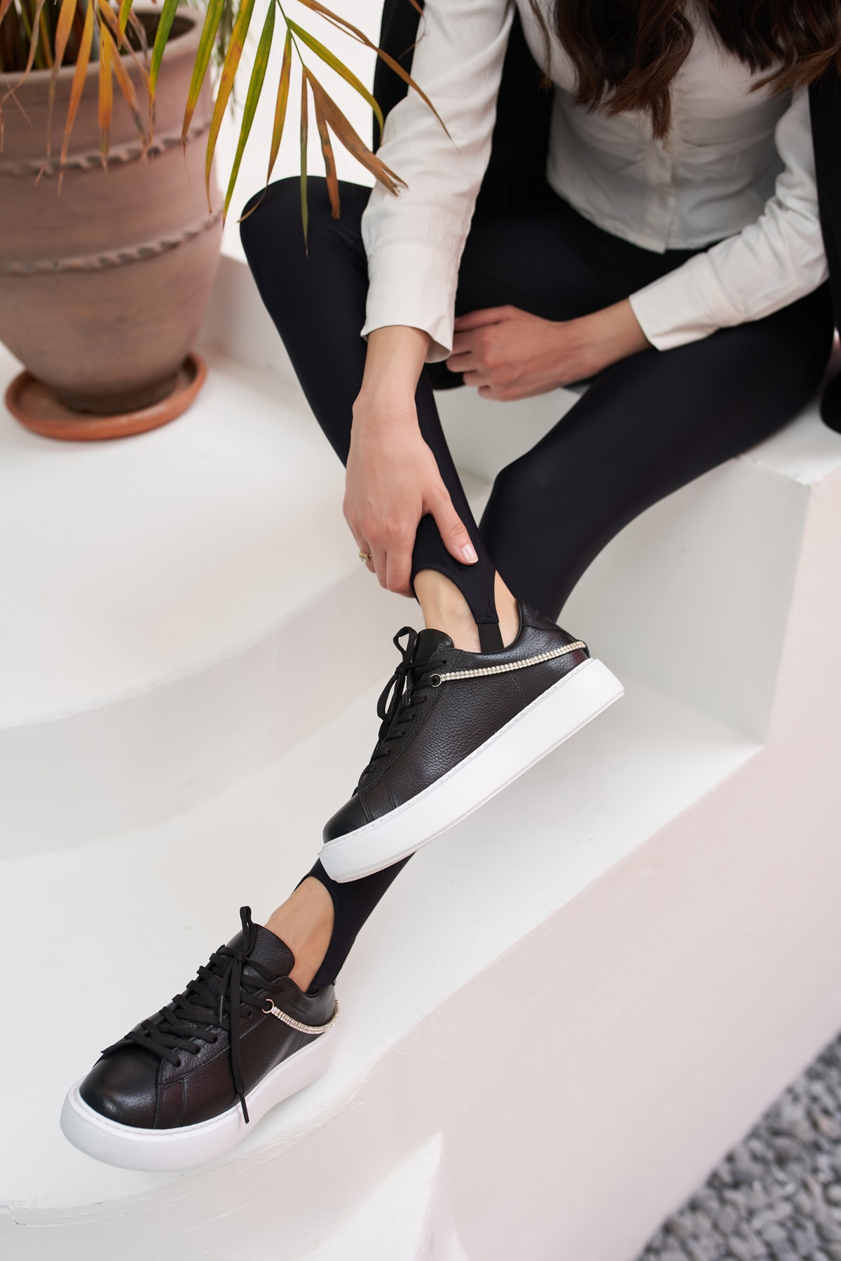 Polinas Kadin Camel Taş Detay Gercek Deri Suet Sneaker