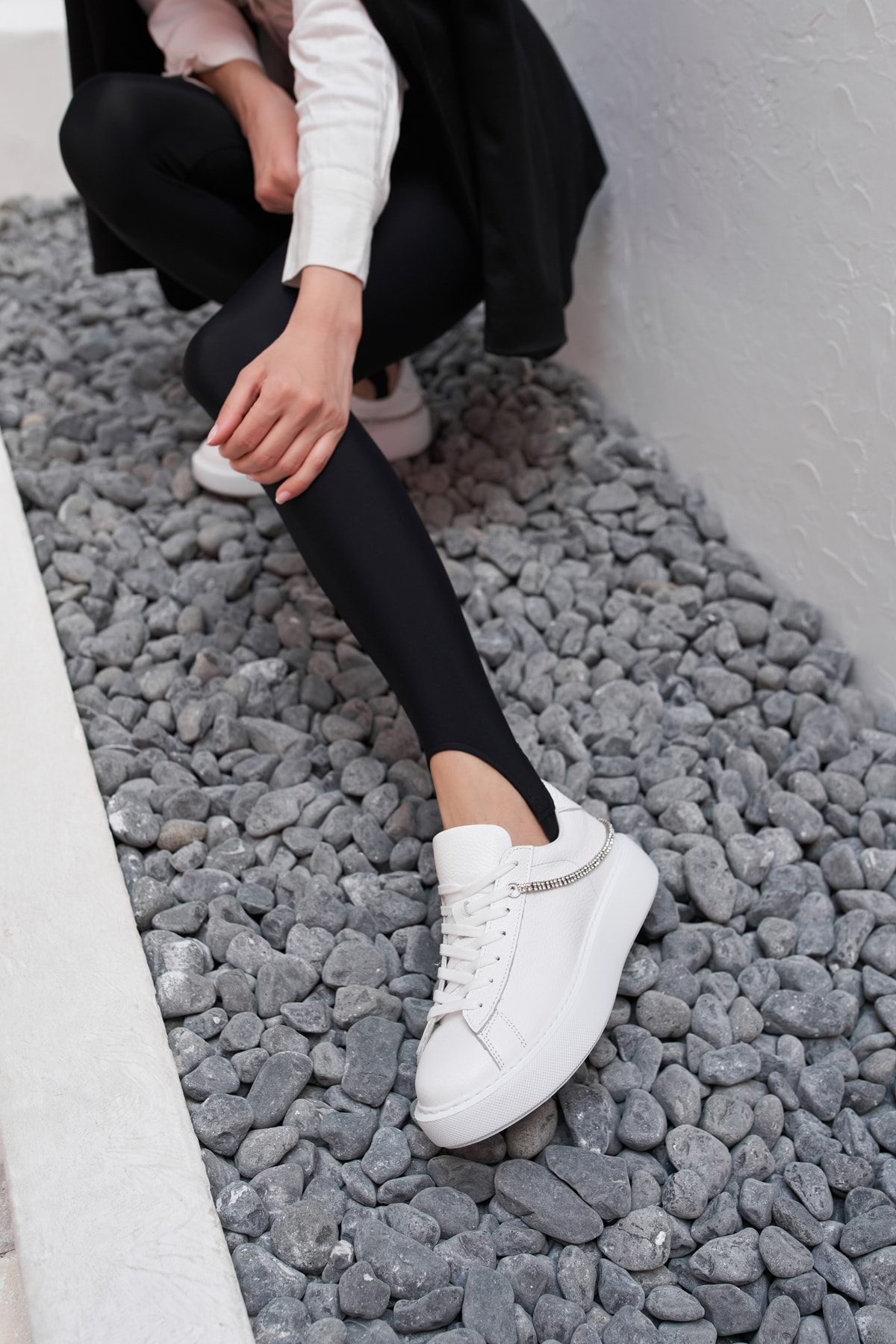 Polinas Kadin Camel Taş Detay Gercek Deri Suet Sneaker