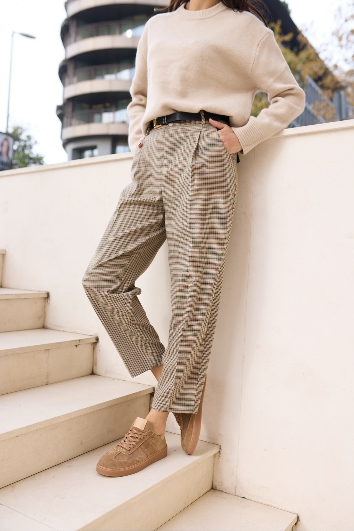 FİORİN KADİN NUDE TABA GERCEK SUET BAGCIKLI SNEAKER
