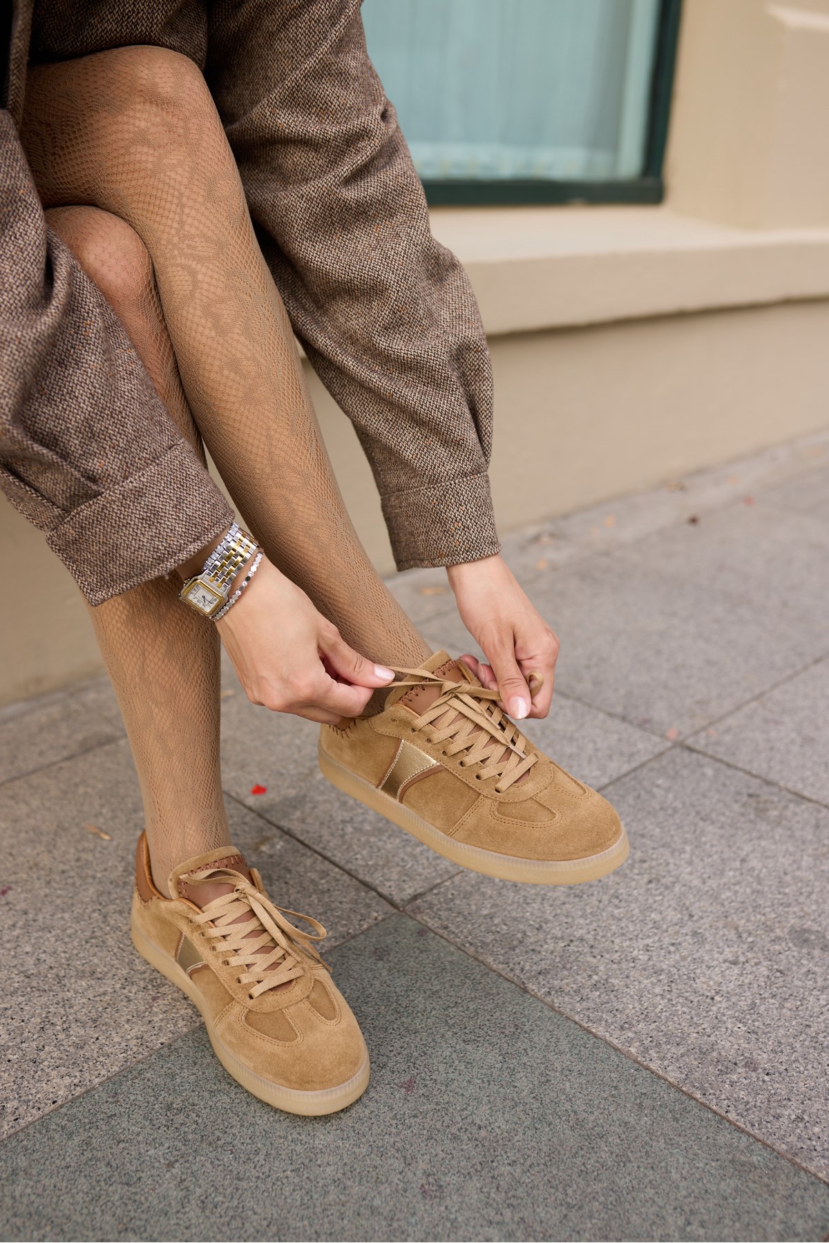 TANİA KADİN TUTUN TABA GERCEK DERİ SUET BAGCIKLI SNEAKER