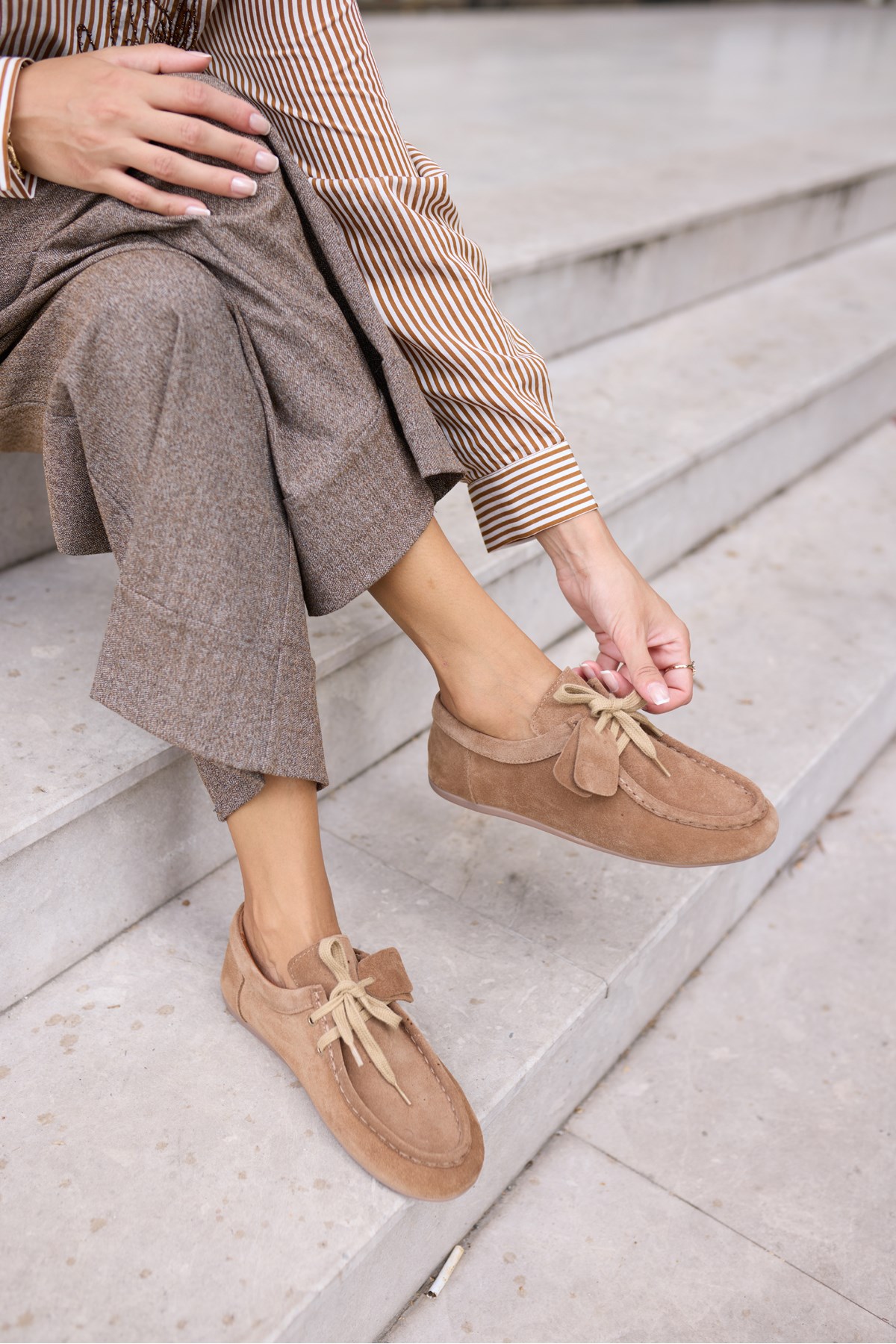 POET KADİN TABA TUTUN GERCEK SUET LOAFER AYAKKABİ
