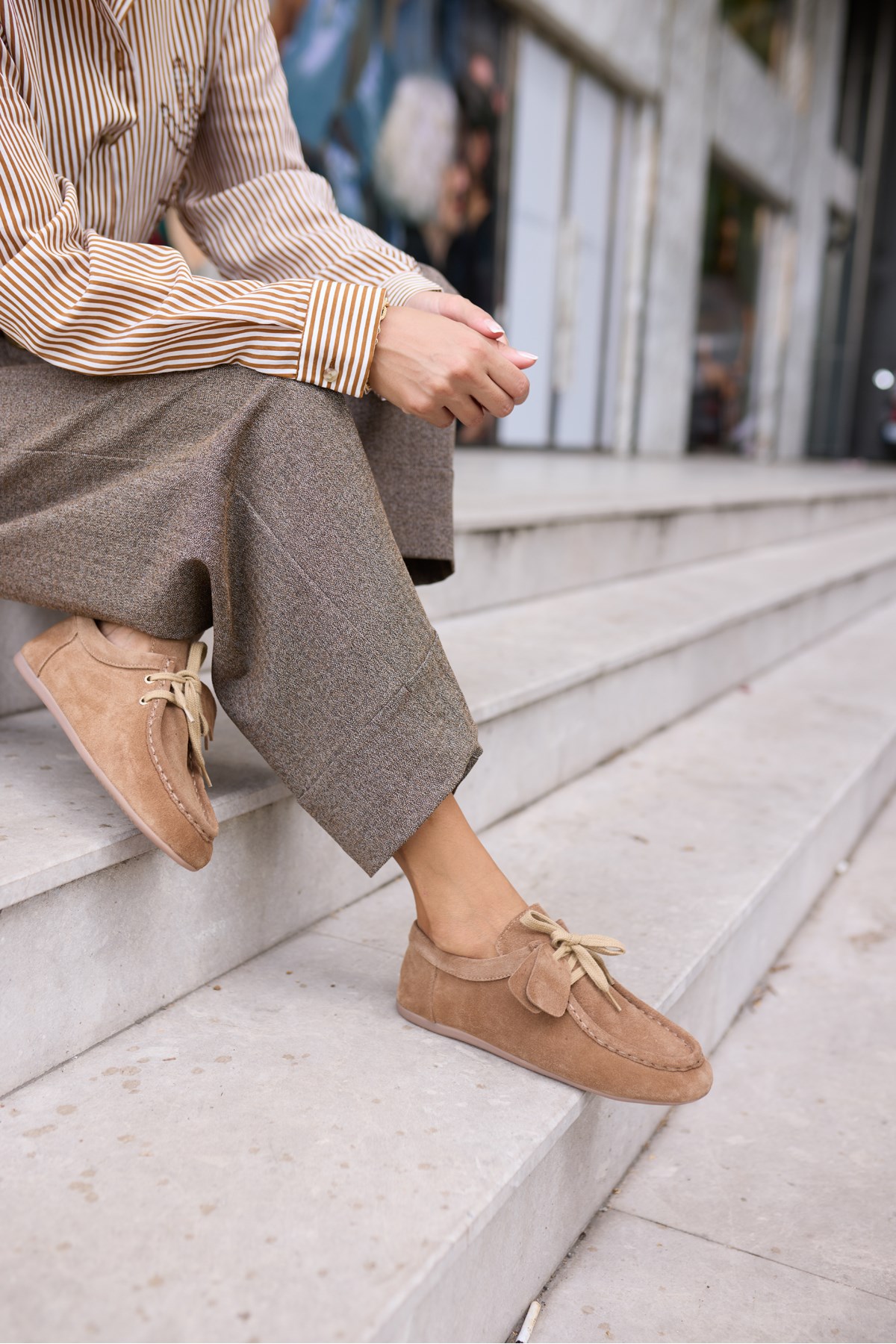 POET KADİN TABA TUTUN GERCEK SUET LOAFER AYAKKABİ