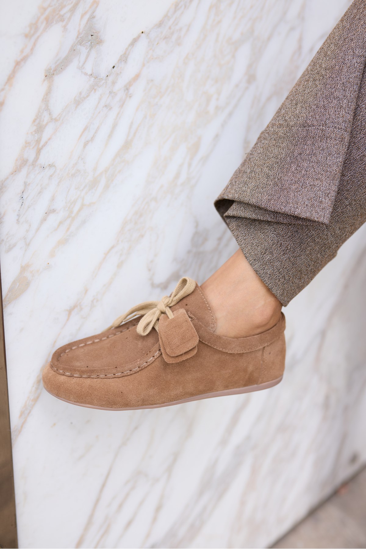 POET KADİN TABA TUTUN GERCEK SUET LOAFER AYAKKABİ