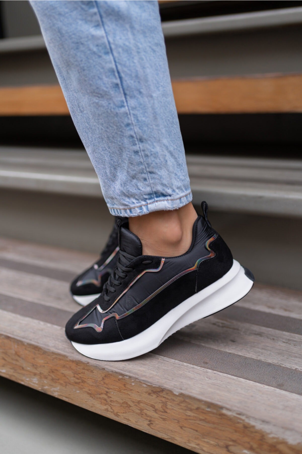 Tody Kadın Siyah Vegan Suet Sneakers