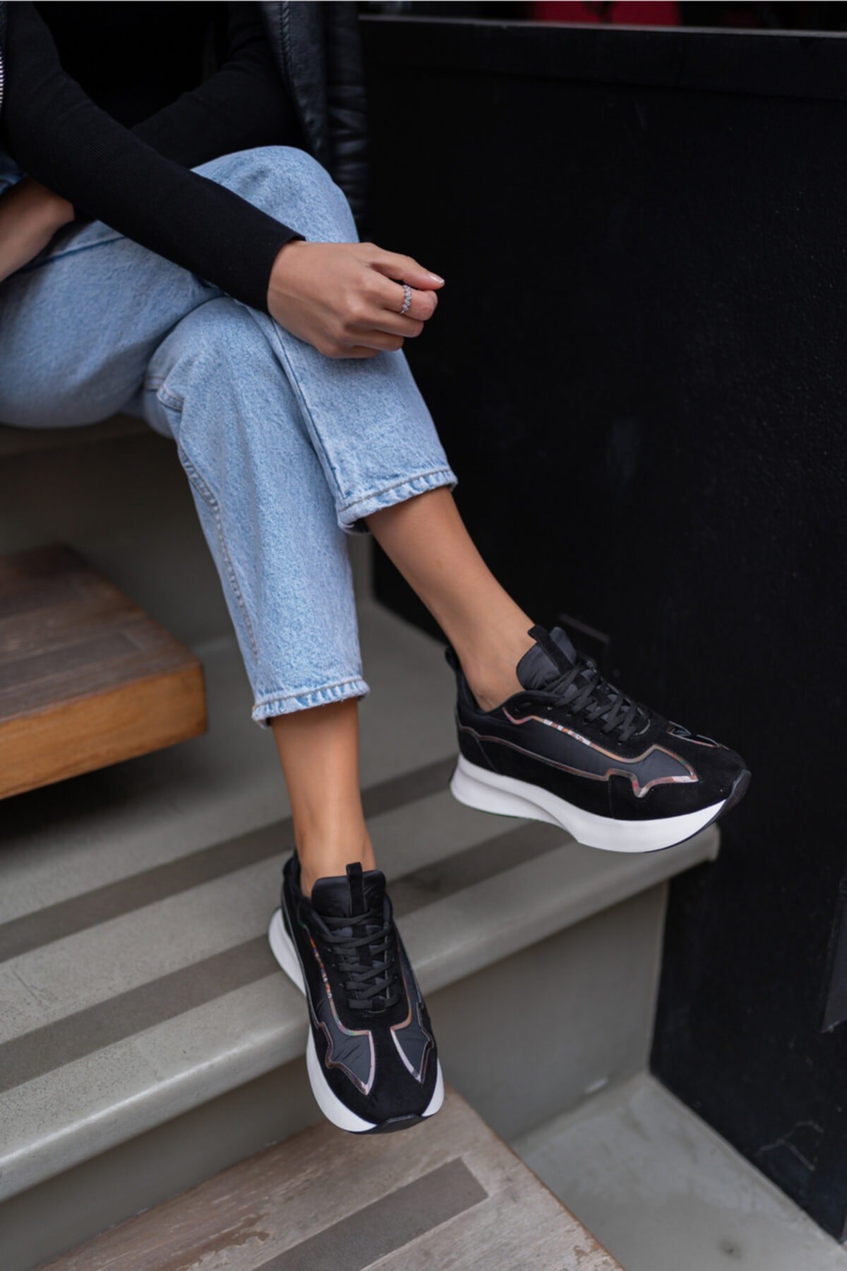 Tody Kadın Siyah Vegan Suet Sneakers