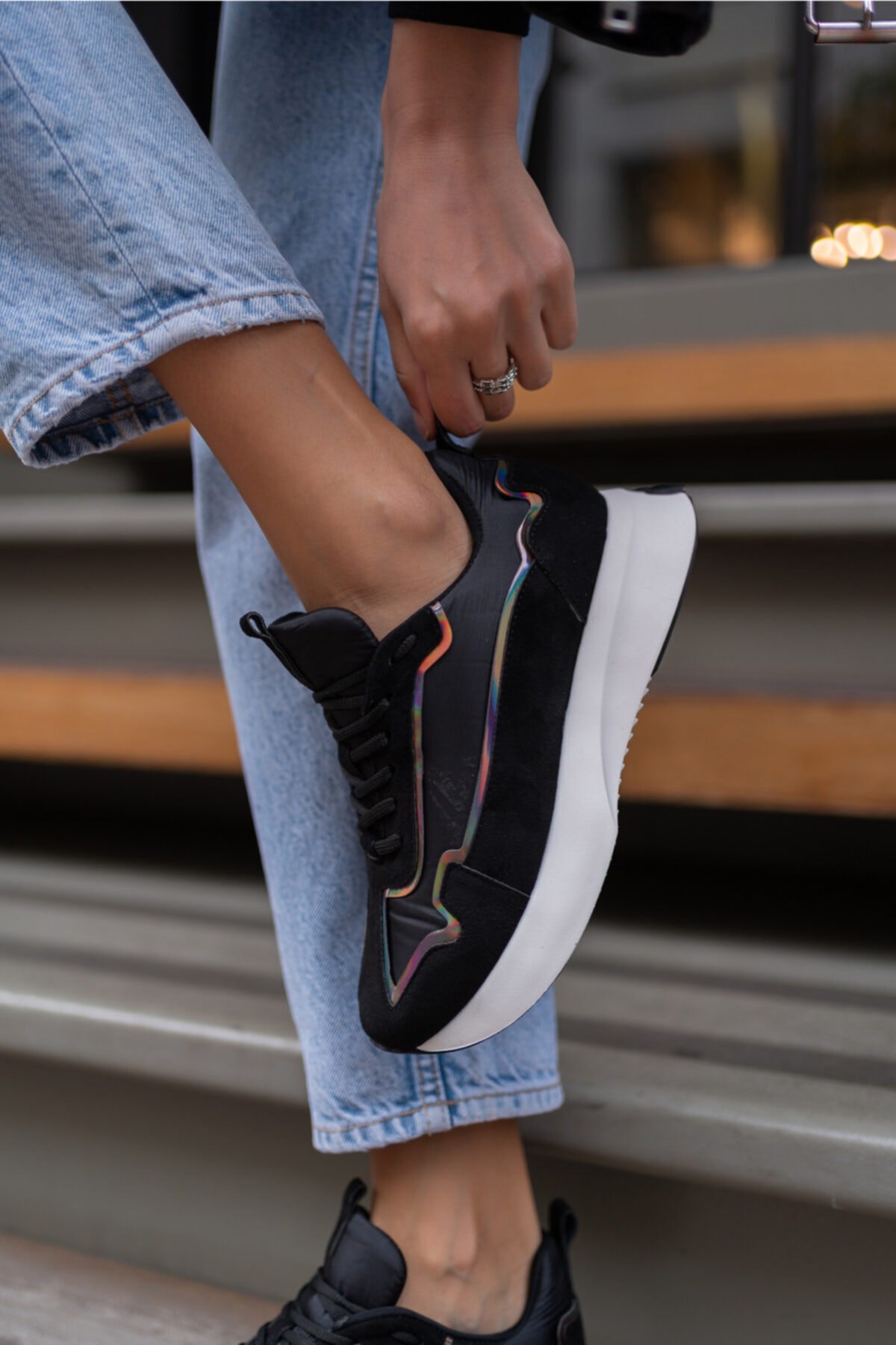 Tody Kadın Siyah Vegan Suet Sneakers