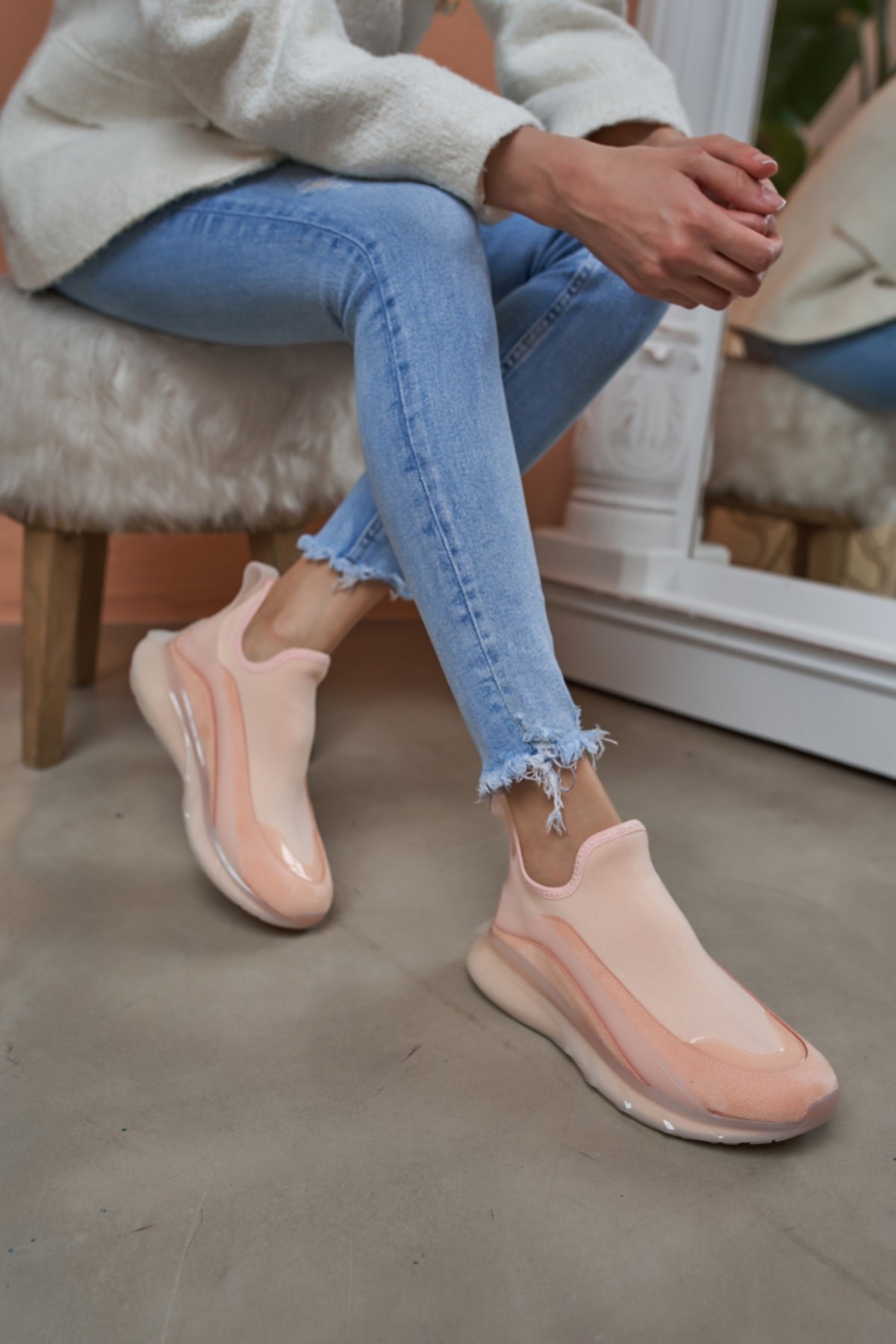 Calole Kadın Kavun Turuncu Airtaban Detay Sneakers Ayakkabi