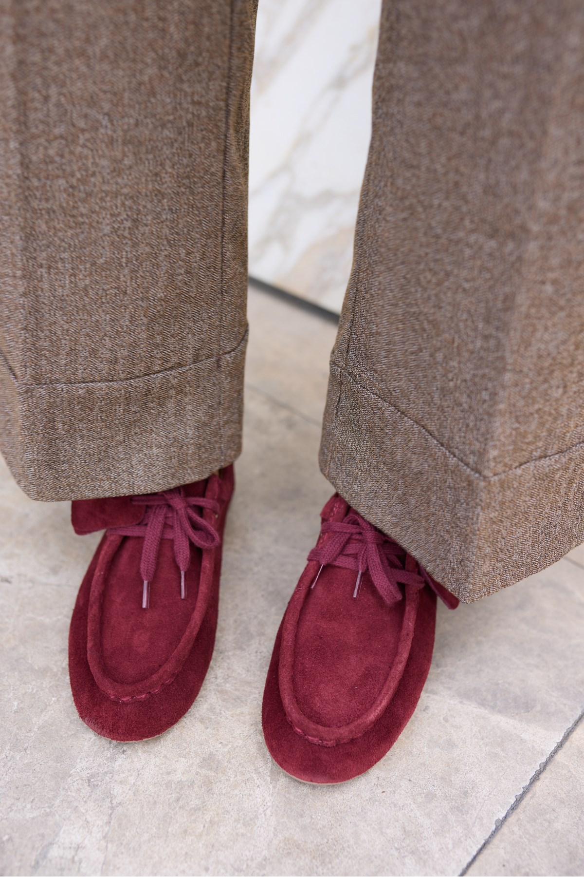 POET KADIN BORDO GERCEK SUET LOAFER AYAKKABİ
