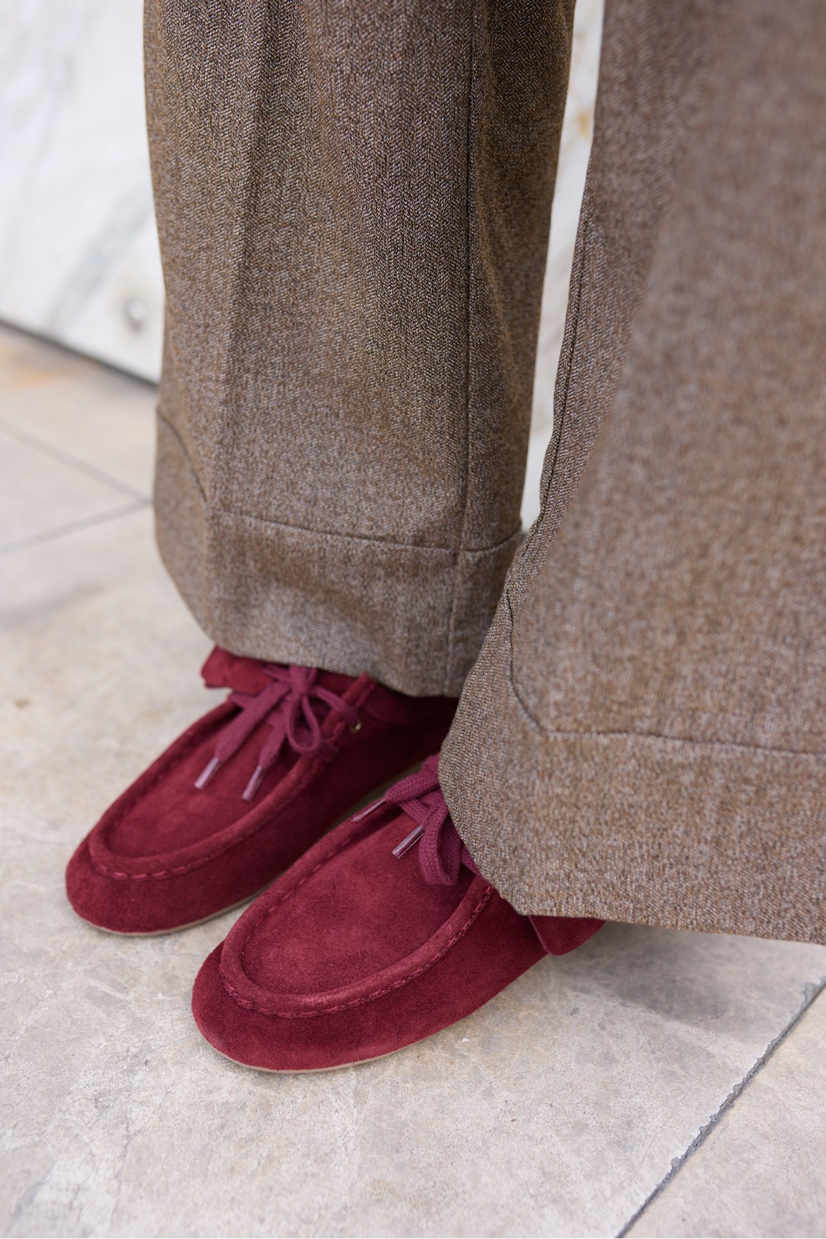 POET KADIN BORDO GERCEK SUET LOAFER AYAKKABİ