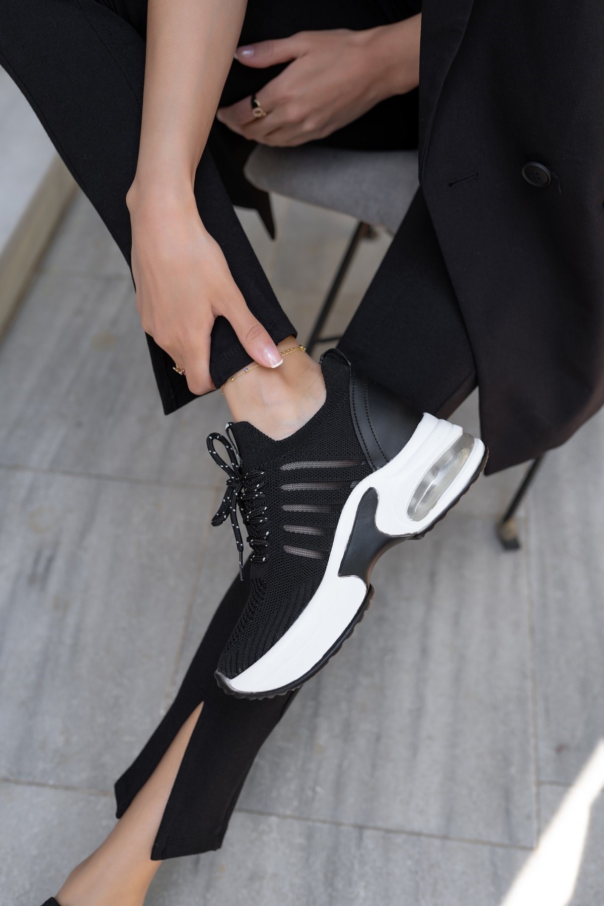 Woala Kadin Siyah Dolgu Topuk Sneakers