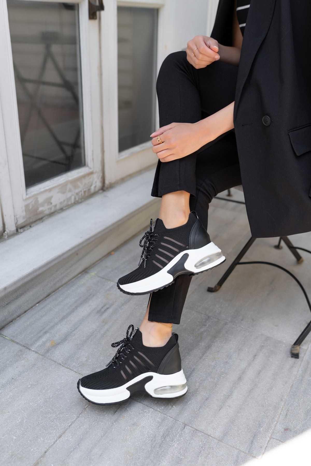 Woala Kadin Siyah Dolgu Topuk Sneakers