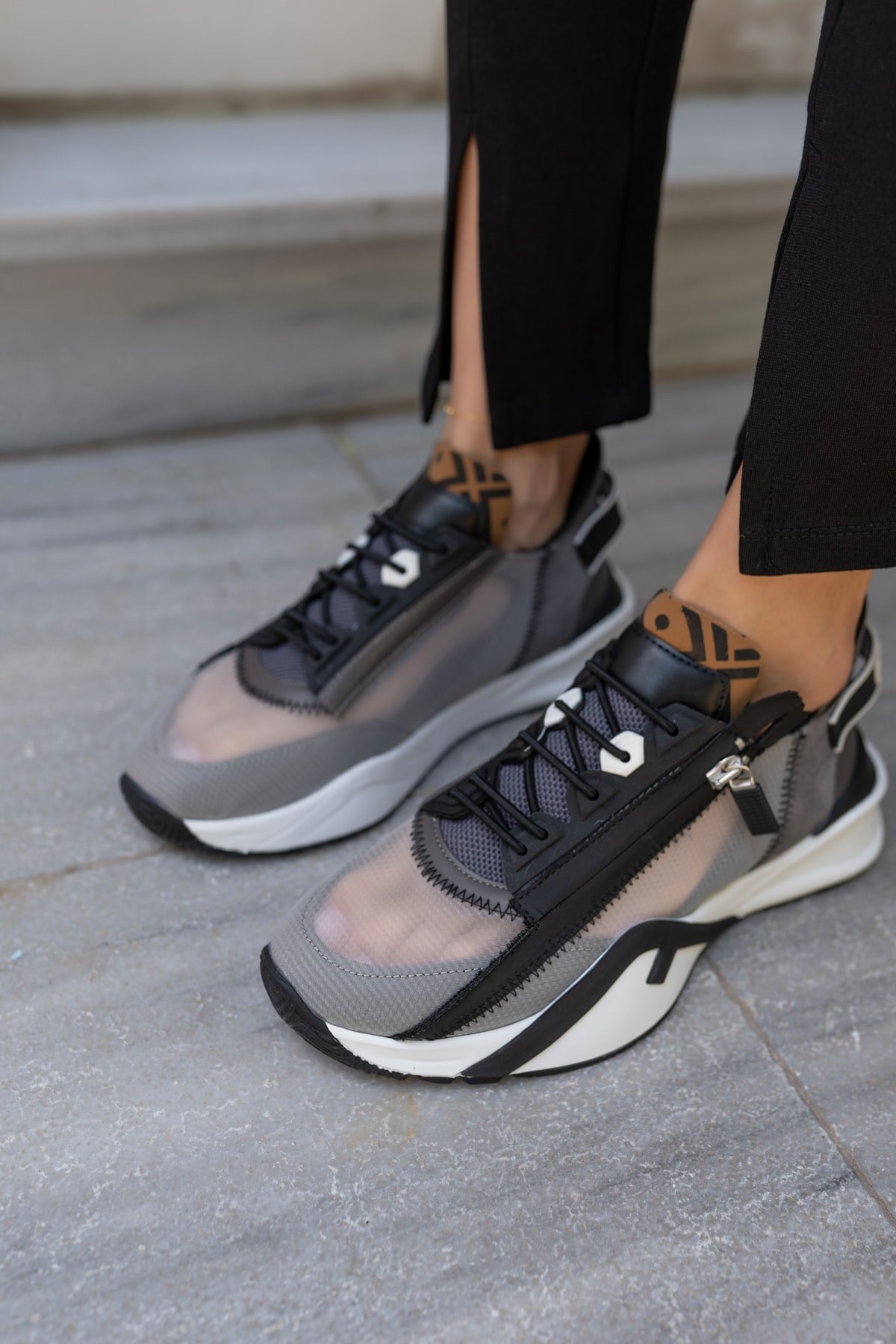 Mojca Kadin Gri File Detay Sneakers