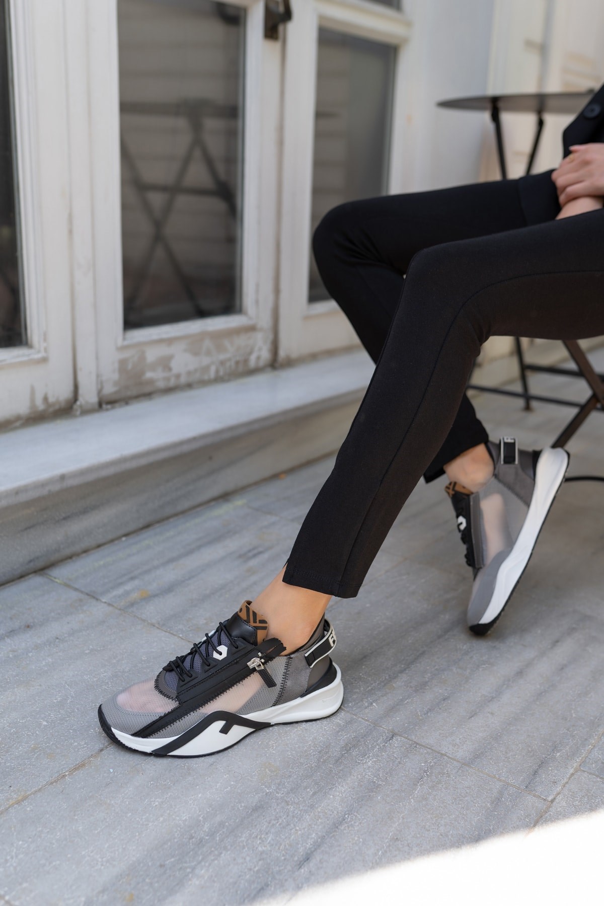 Mojca Kadin Gri File Detay Sneakers