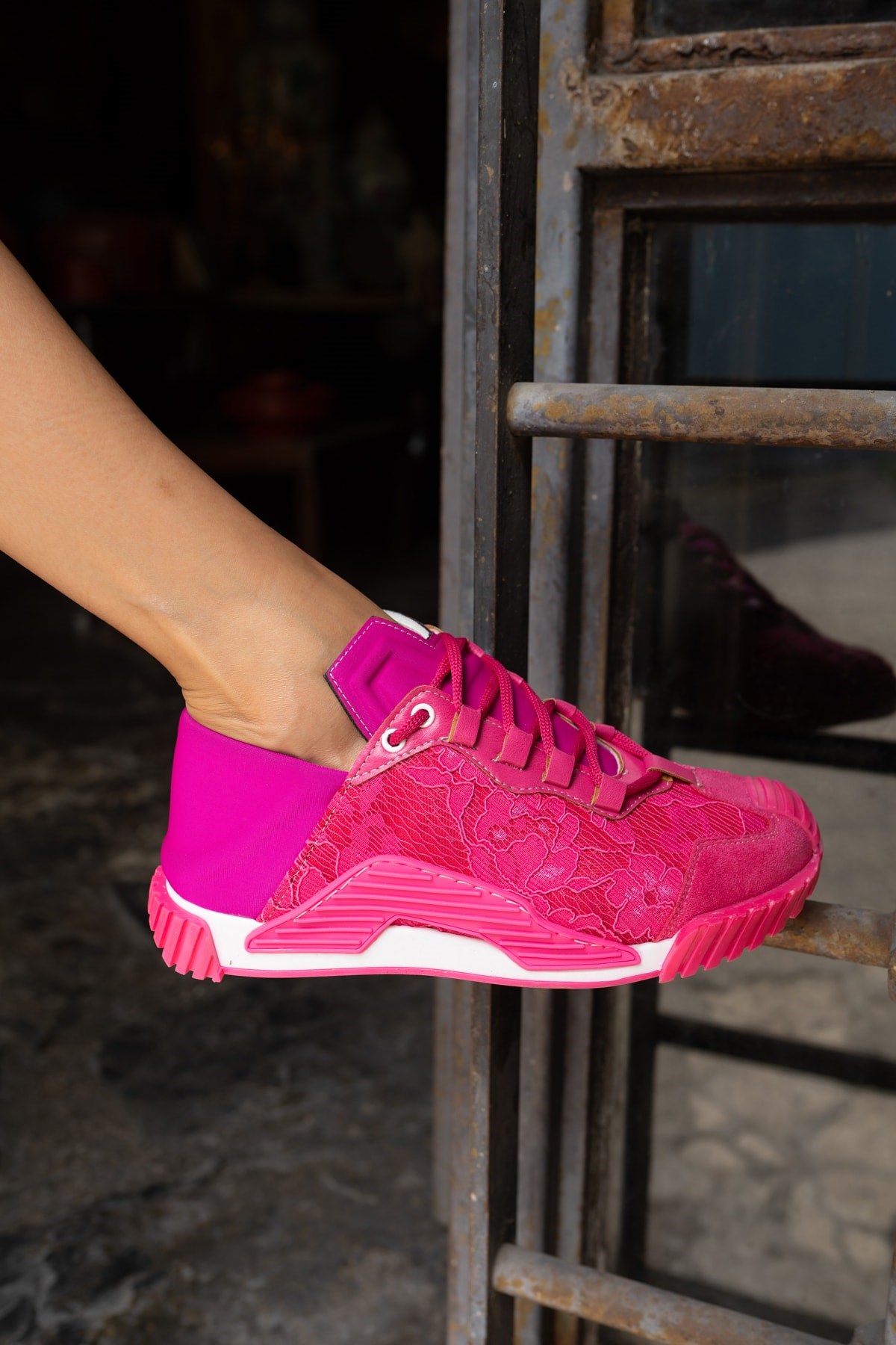 Trine Kadin Fusya Dantel Detay Sneakers