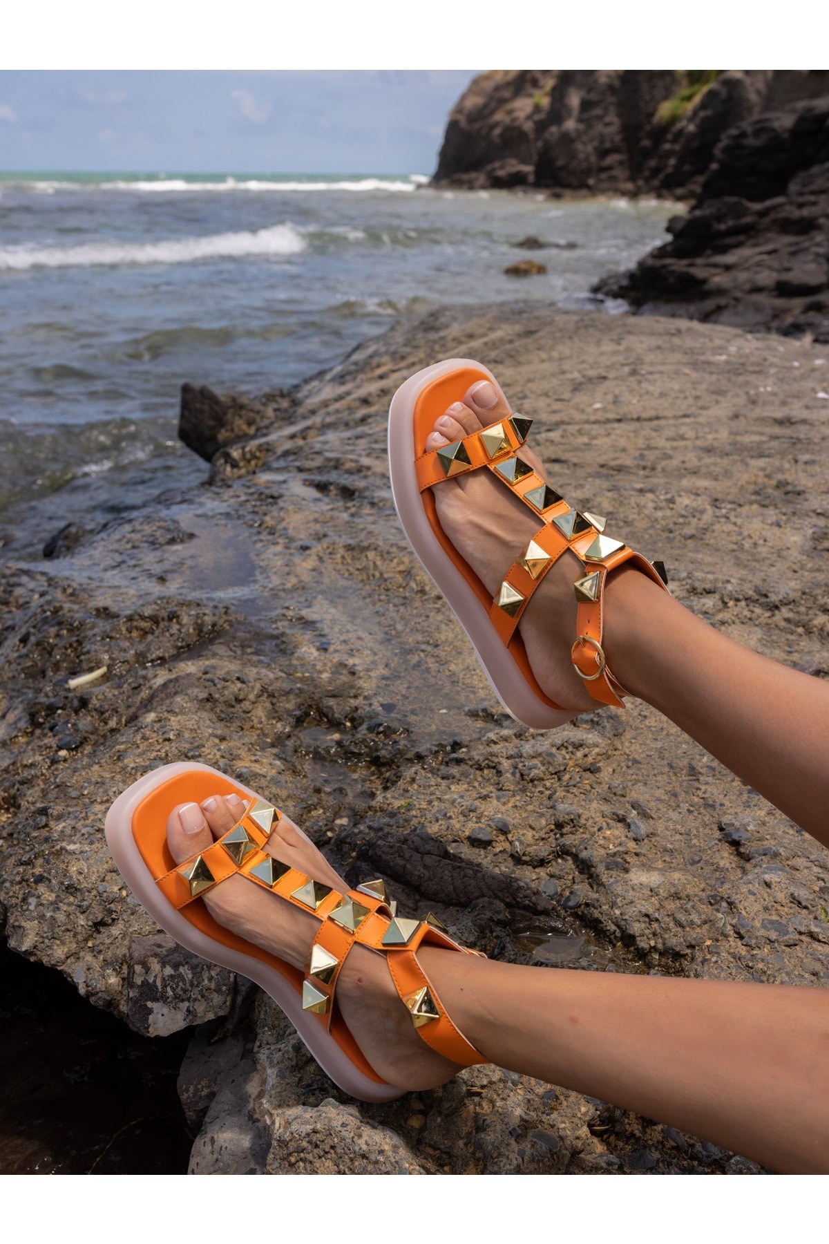 Relassi Kadin Orange Troklu Sandalet