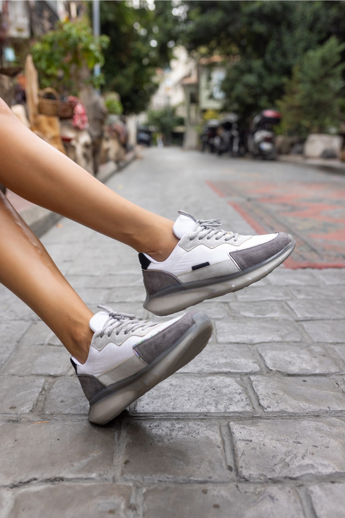 Kevin Kadin Beyaz Gri Garni Air Taban Sneaker