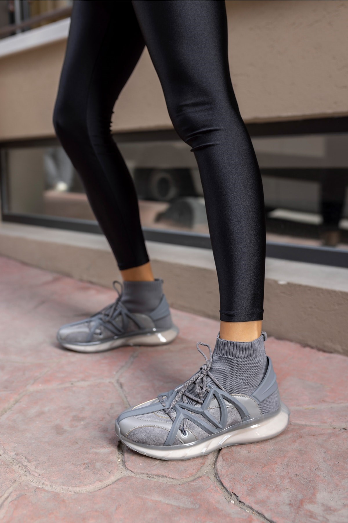 Storyq Kadin Gri Trıko Detay Sneaker