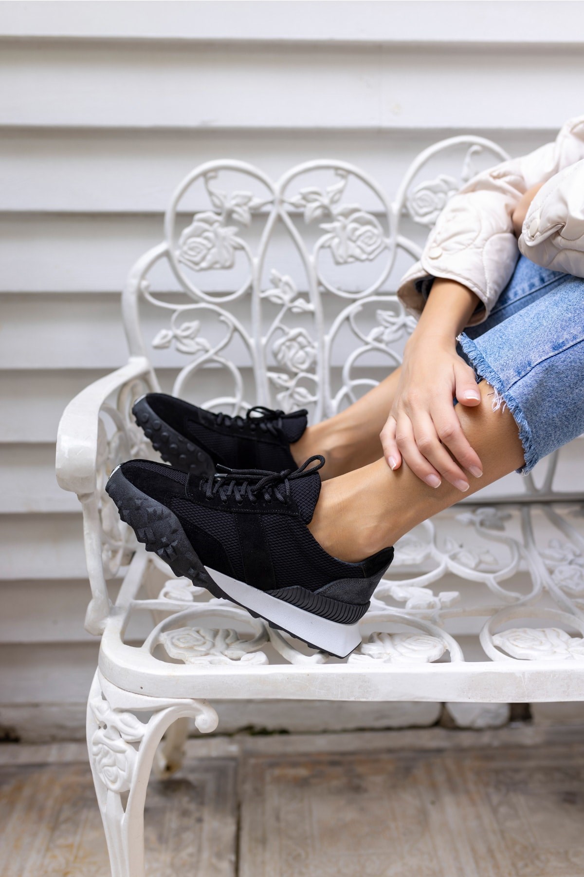 Lascor Kadın Siyah Gercek Suet Sneaker