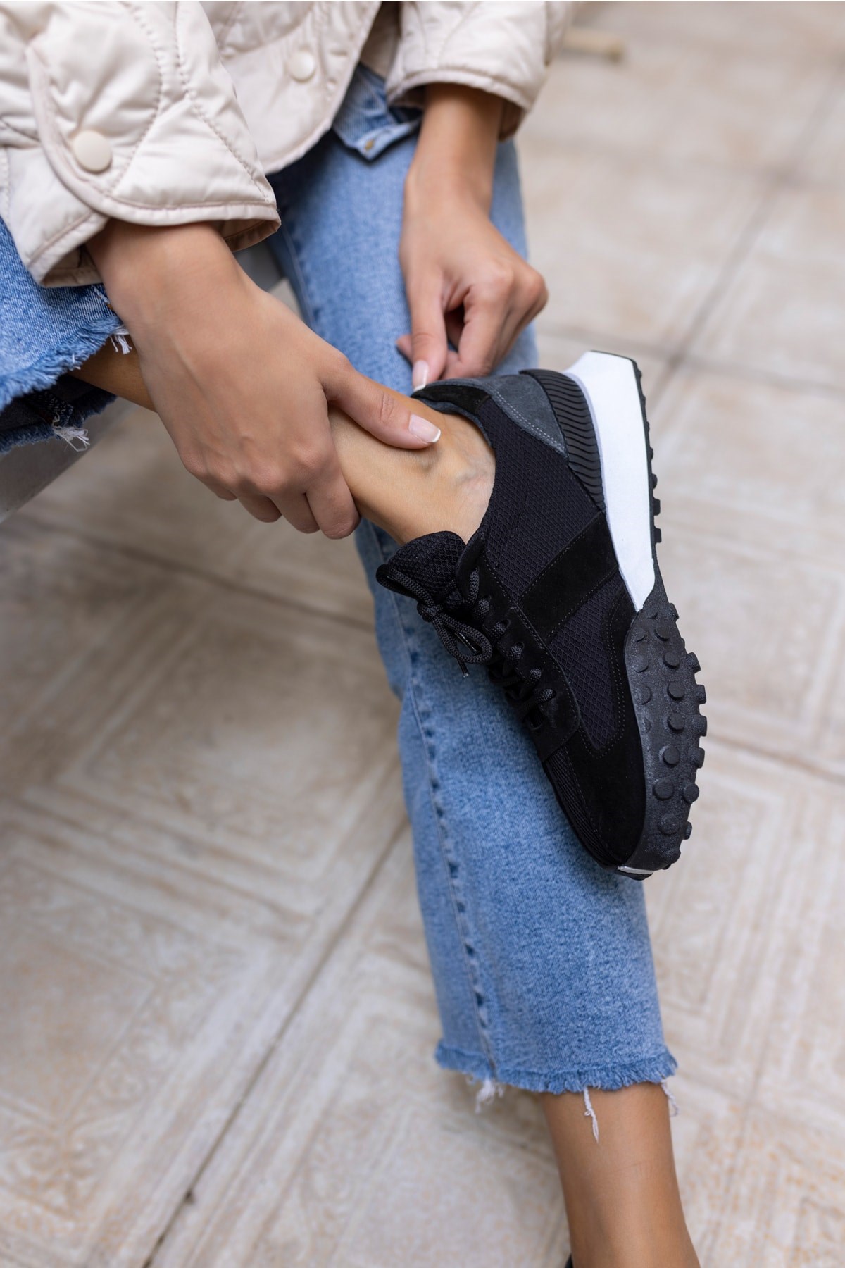 Lascor Kadın Siyah Gercek Suet Sneaker