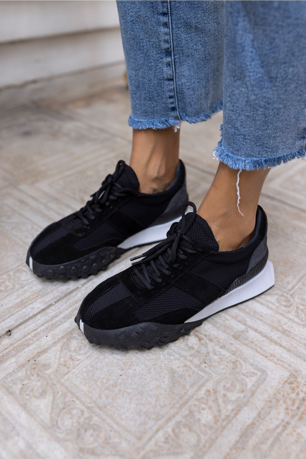 Lascor Kadın Siyah Gercek Suet Sneaker