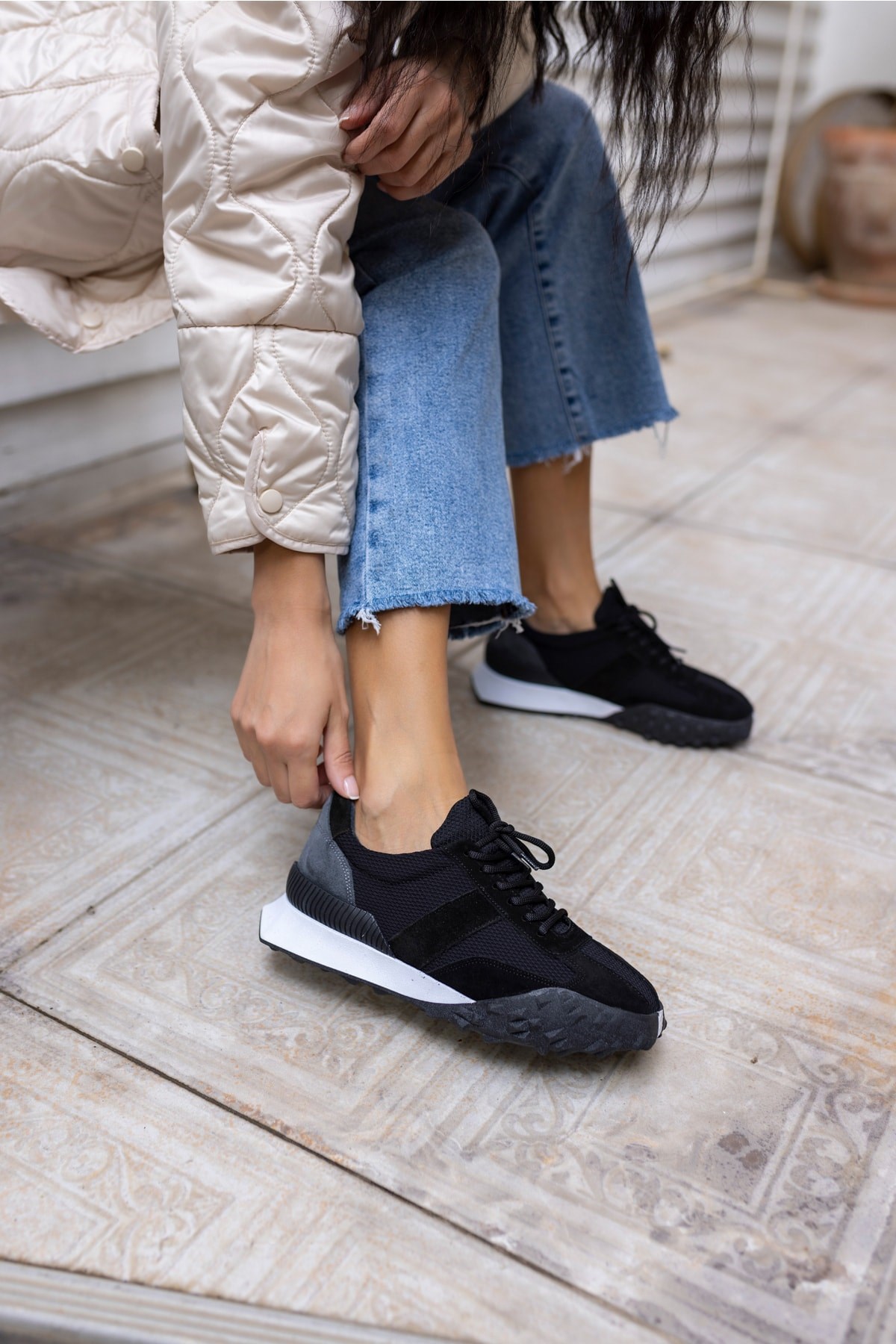 Lascor Kadın Siyah Gercek Suet Sneaker