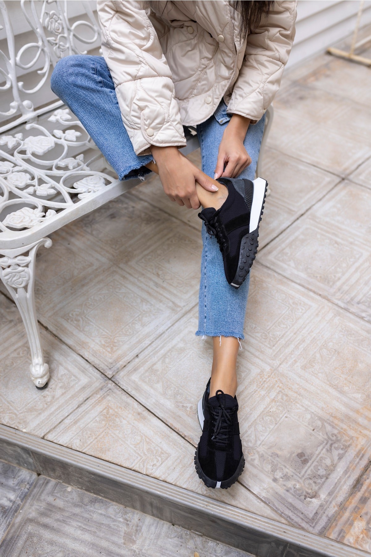Lascor Kadın Siyah Gercek Suet Sneaker