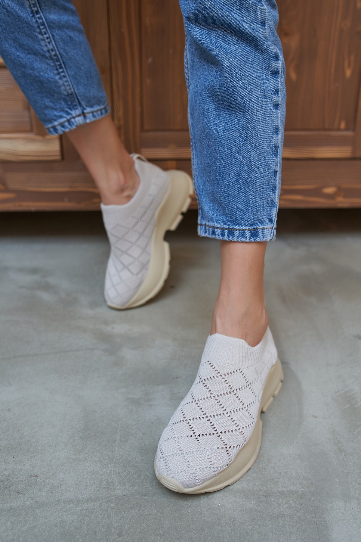 Alice Kadın Bej Trıko Sneakers