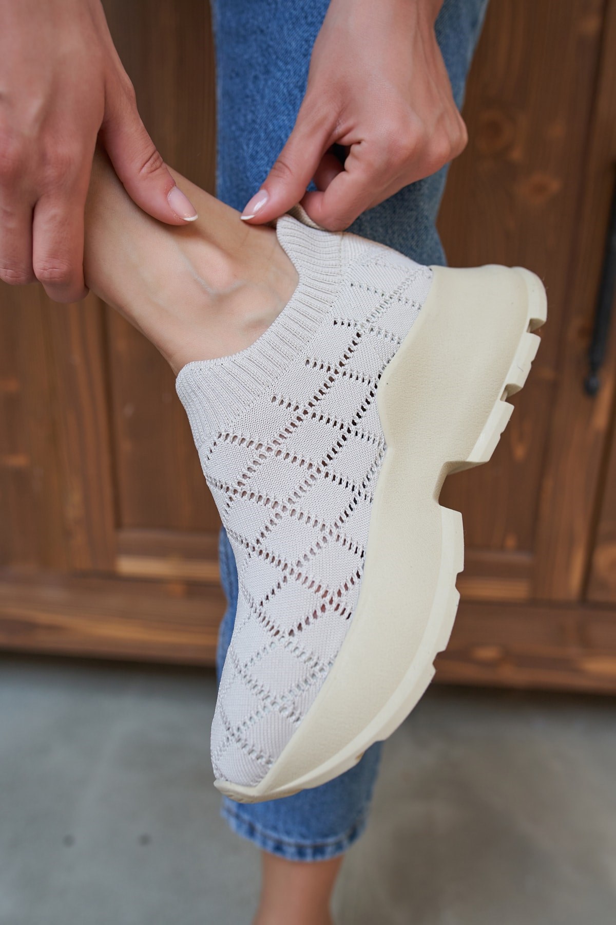 Alice Kadın Bej Trıko Sneakers