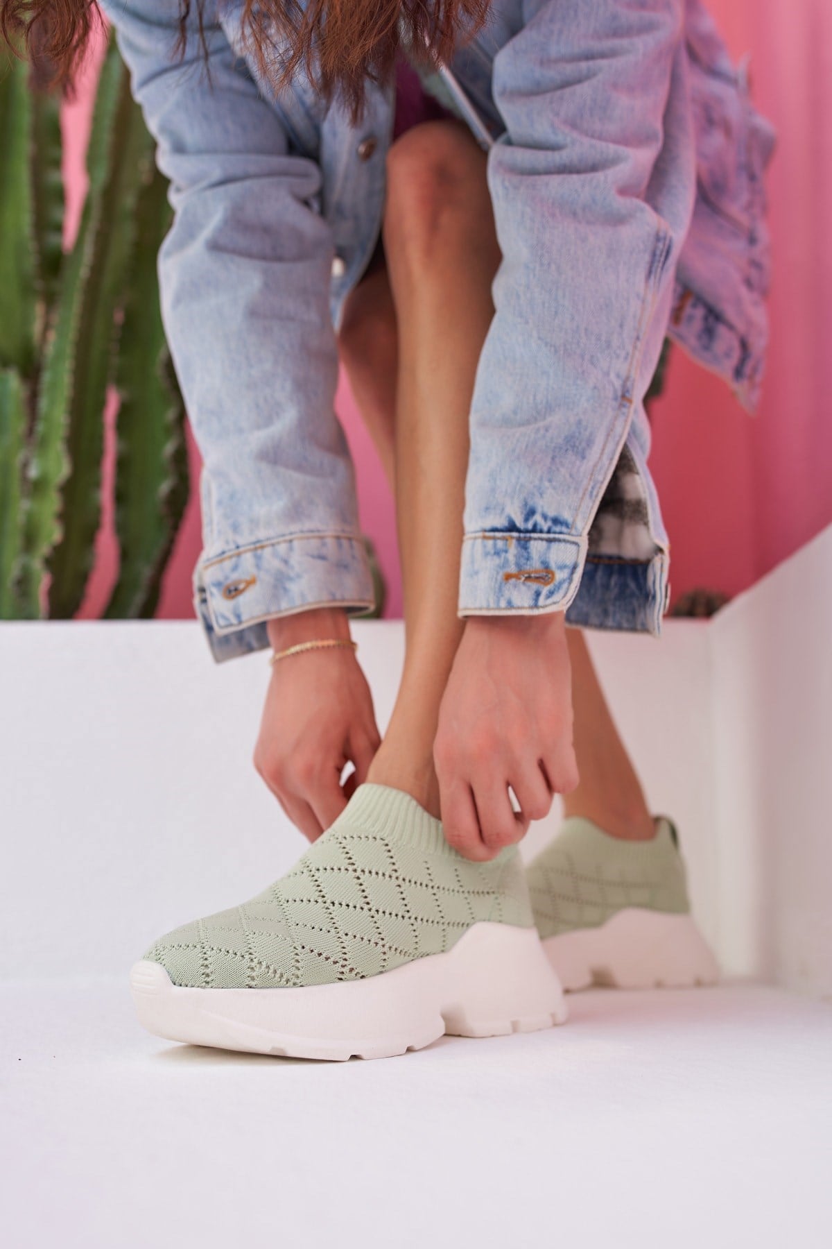 Alice Kadin Yeşil Trıko Sneakers