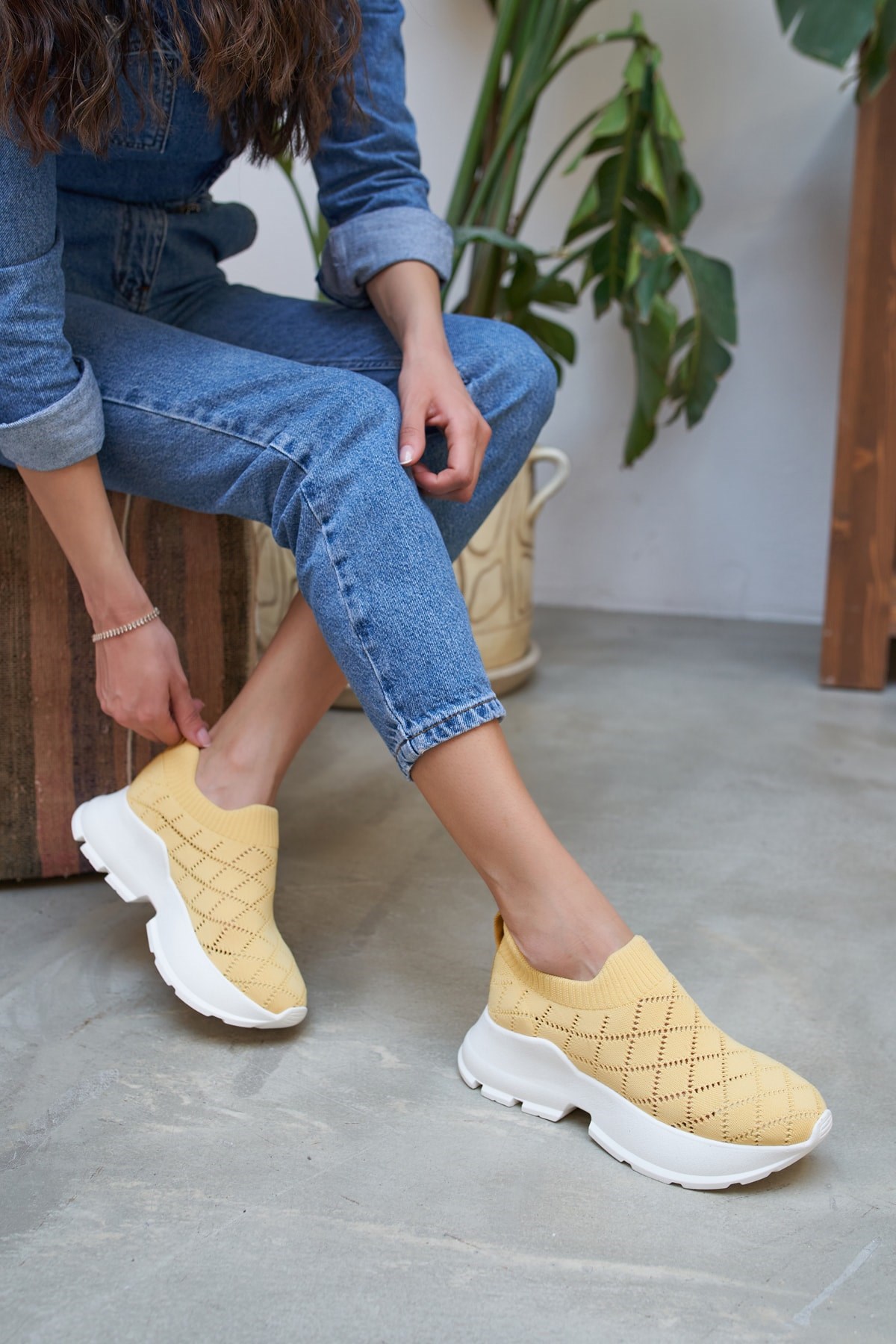 Alice Kadın Sari Trıko Sneakers