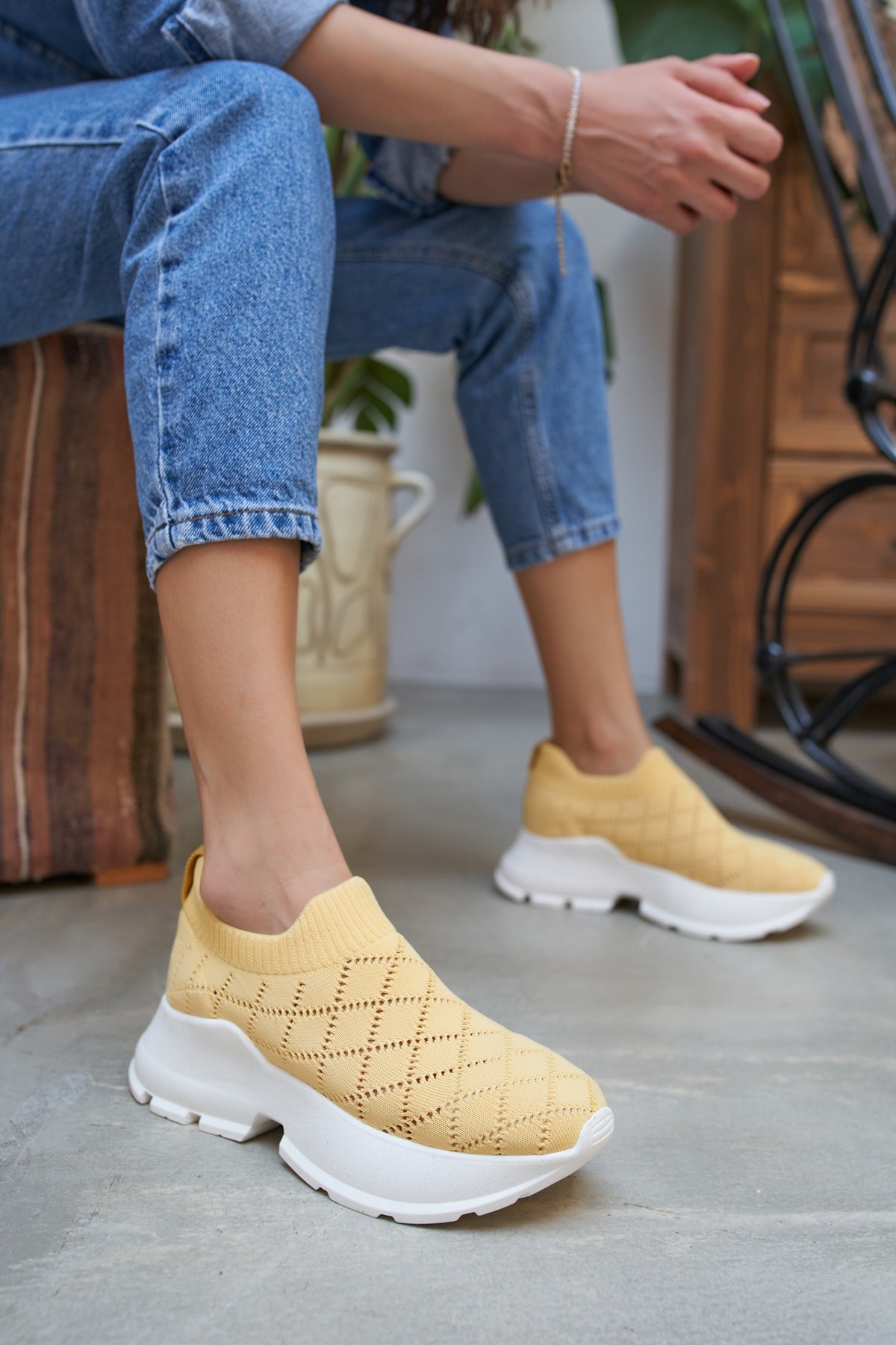 Alice Kadın Sari Trıko Sneakers
