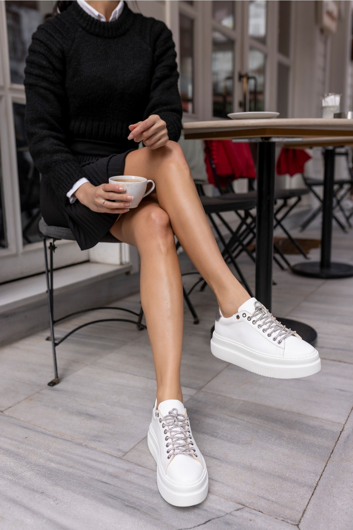 Ojja Kadın Beyaz Taş Detay Sneaker