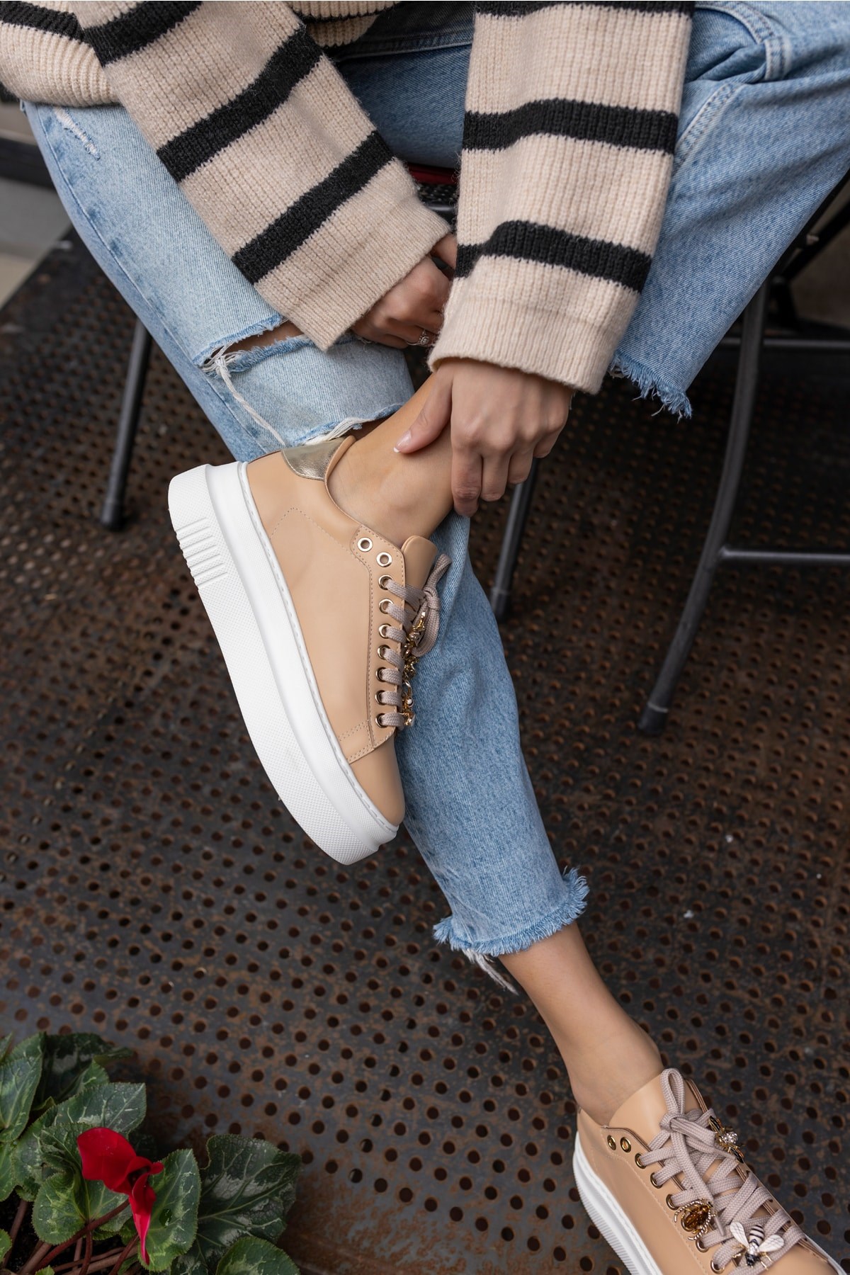 Poll Kadın Nude Bagcık Kısmı Aksesuar Detay Sneakers