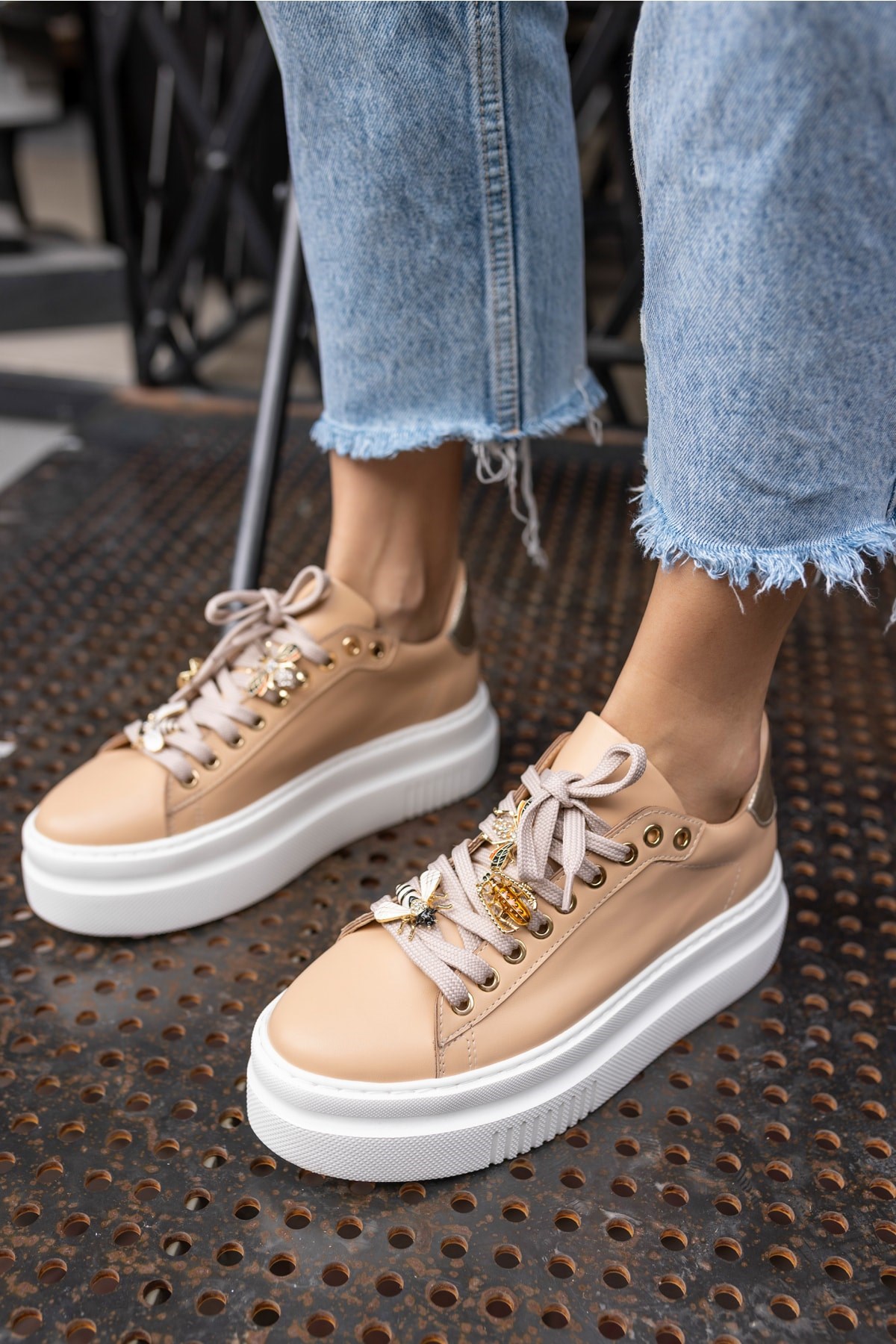 Poll Kadın Nude Bagcık Kısmı Aksesuar Detay Sneakers