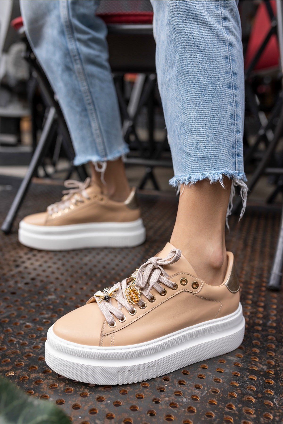 Poll Kadın Nude Bagcık Kısmı Aksesuar Detay Sneakers