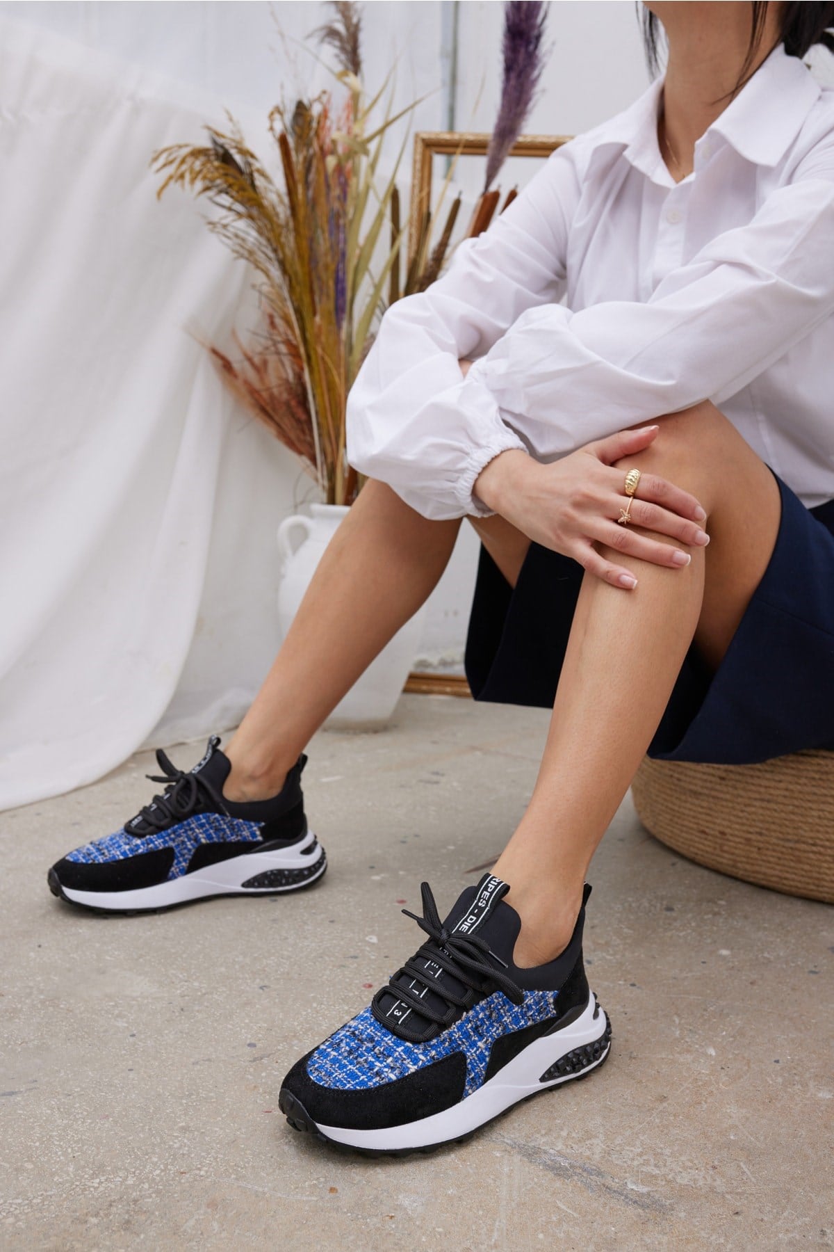 Gilson Kadin Siyah Mavi Sneaker