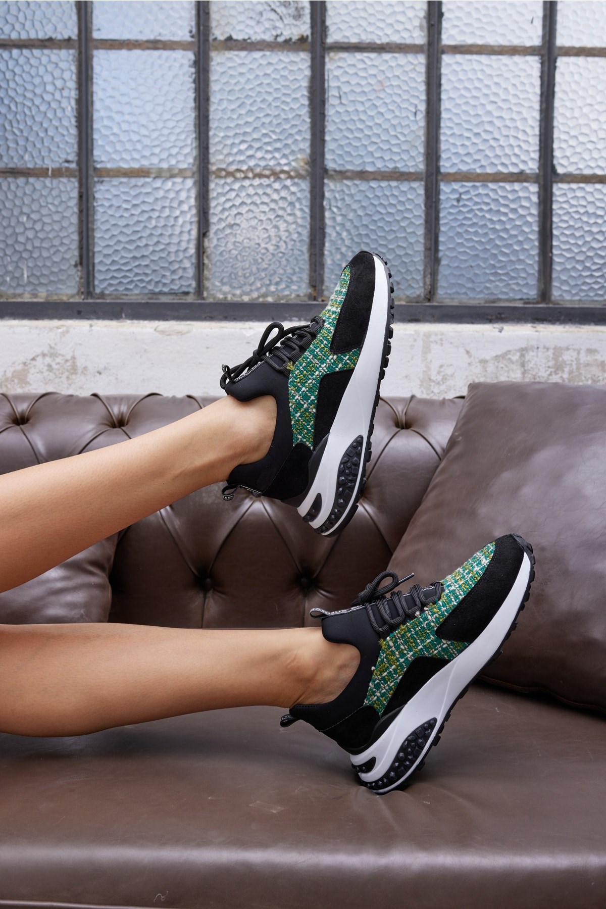 Gilson Kadin Siyah Yeşil Sneaker