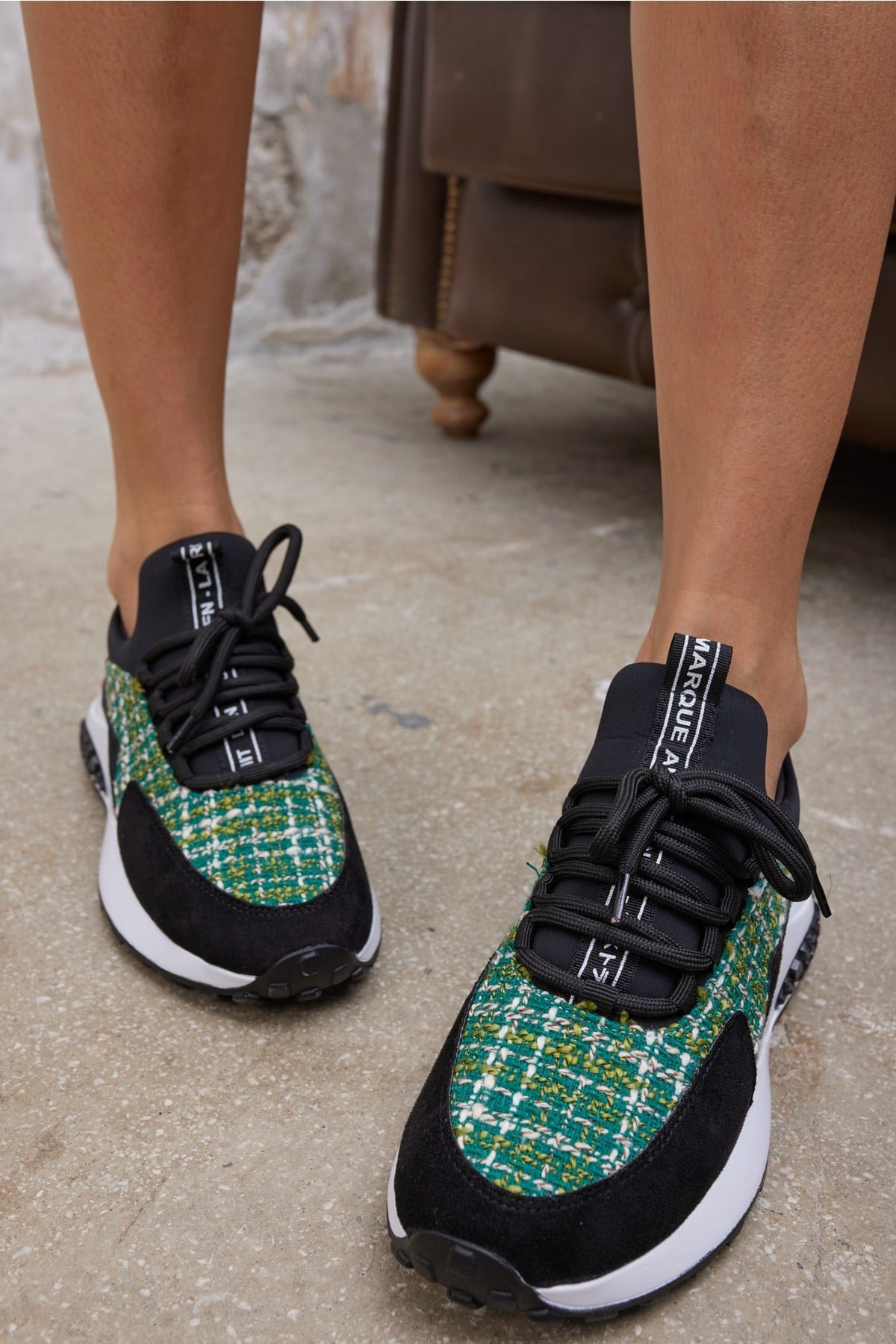 Gilson Kadin Siyah Yeşil Sneaker