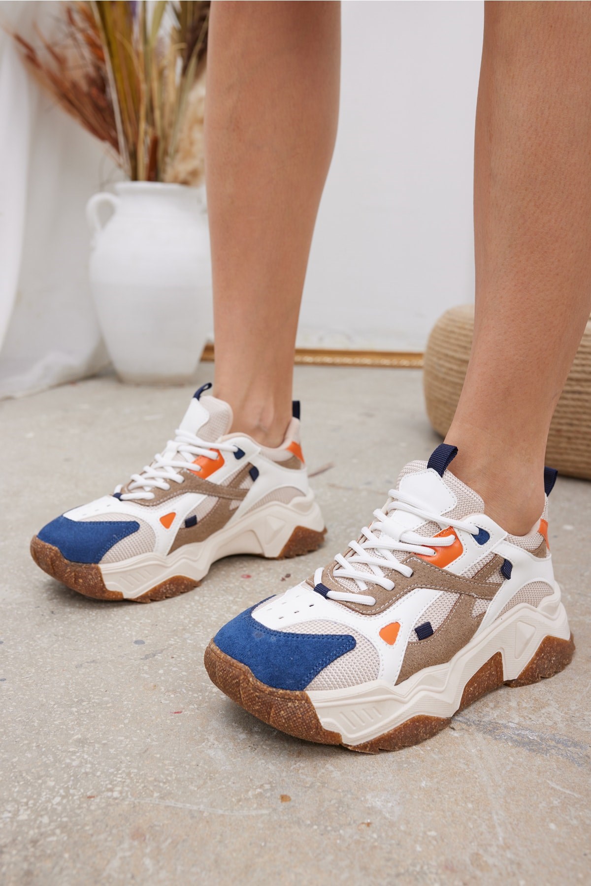 Helena Kadın Mavi Bej Garnılı Sneaker