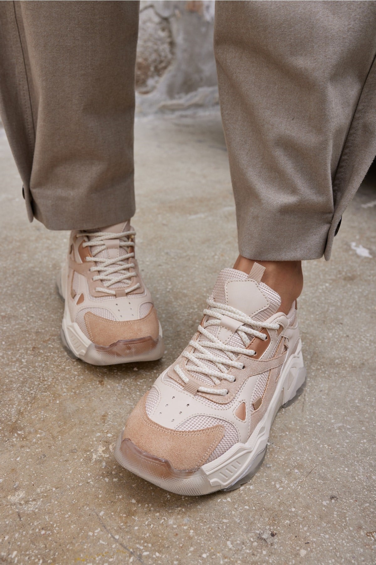 Helena Kadın Bej Garnıli Sneaker