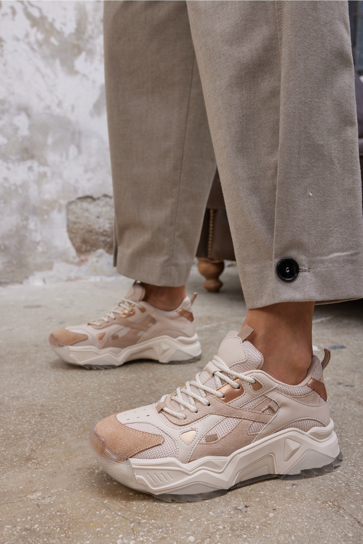 Helena Kadın Bej Garnıli Sneaker