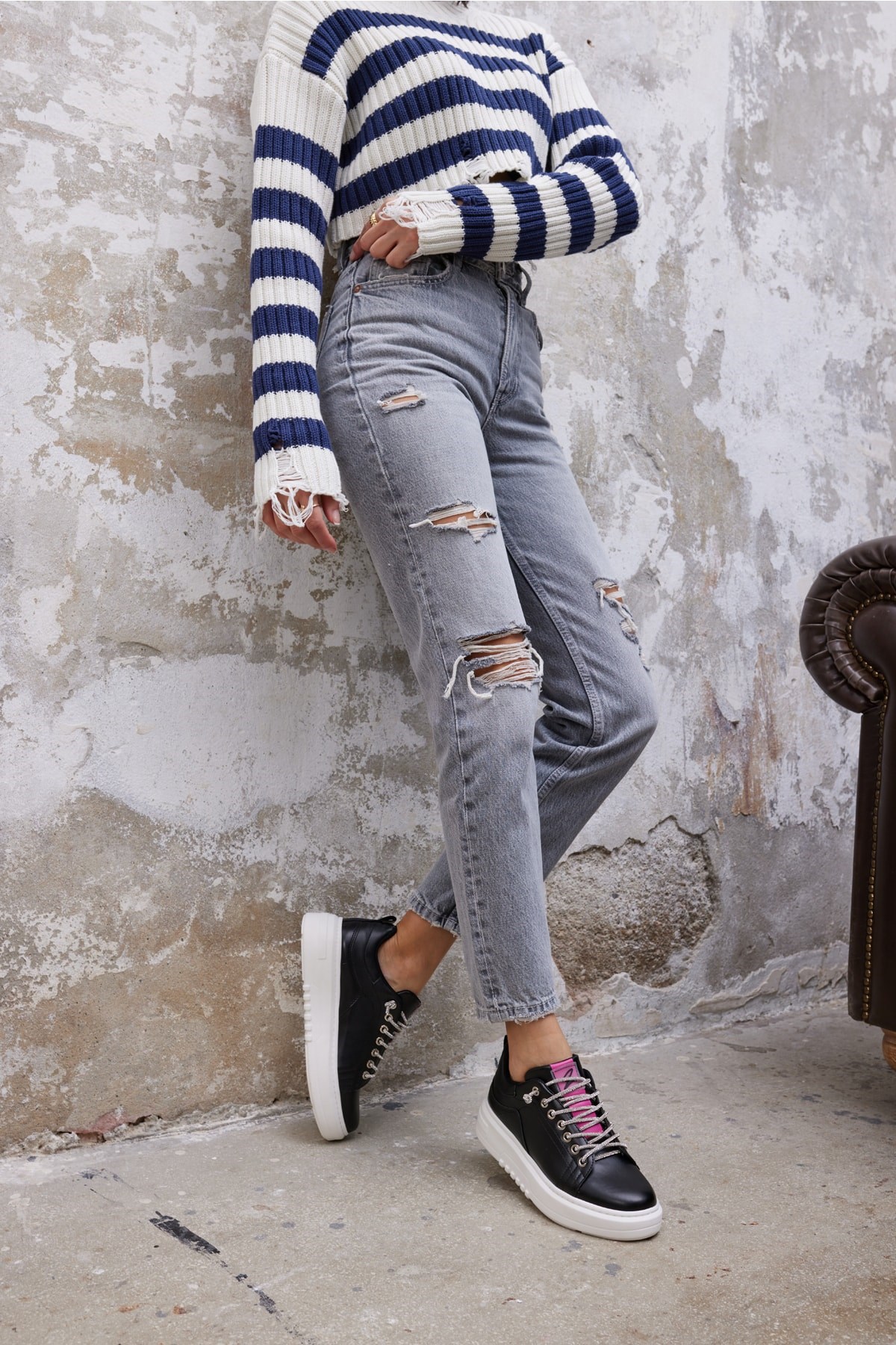 Bianca Kadın Siyah Taş Detay Sneaker